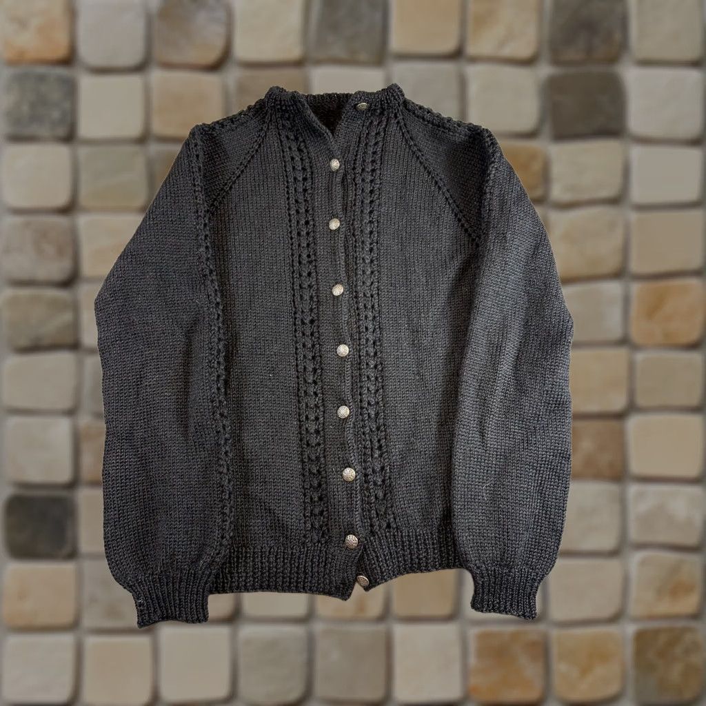 Vintage VINTAGE Cardigan Sweater Womens M Black Cable Knit Button Front 90s Minimalist Classic Vintage Womens Cardigan Size M / US 6-8 / IT 42-44 - 1 Thumbnail