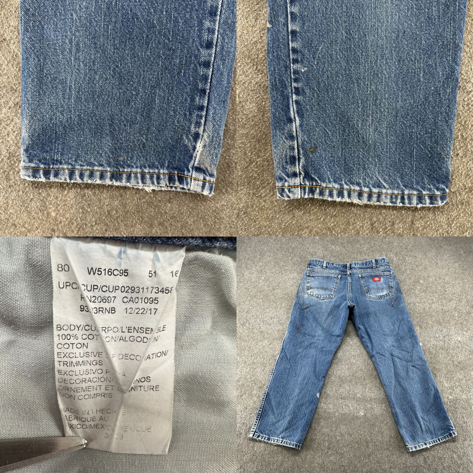Dickies Dickies Jeans Mens 36x29 Blue Straight Leg Relaxed Fit Medium Wash Distressed Regular Men Jeans 5-Pocket Denim Cotton Distressed Vintage No Size US 36 / EU 52 - 9 Thumbnail