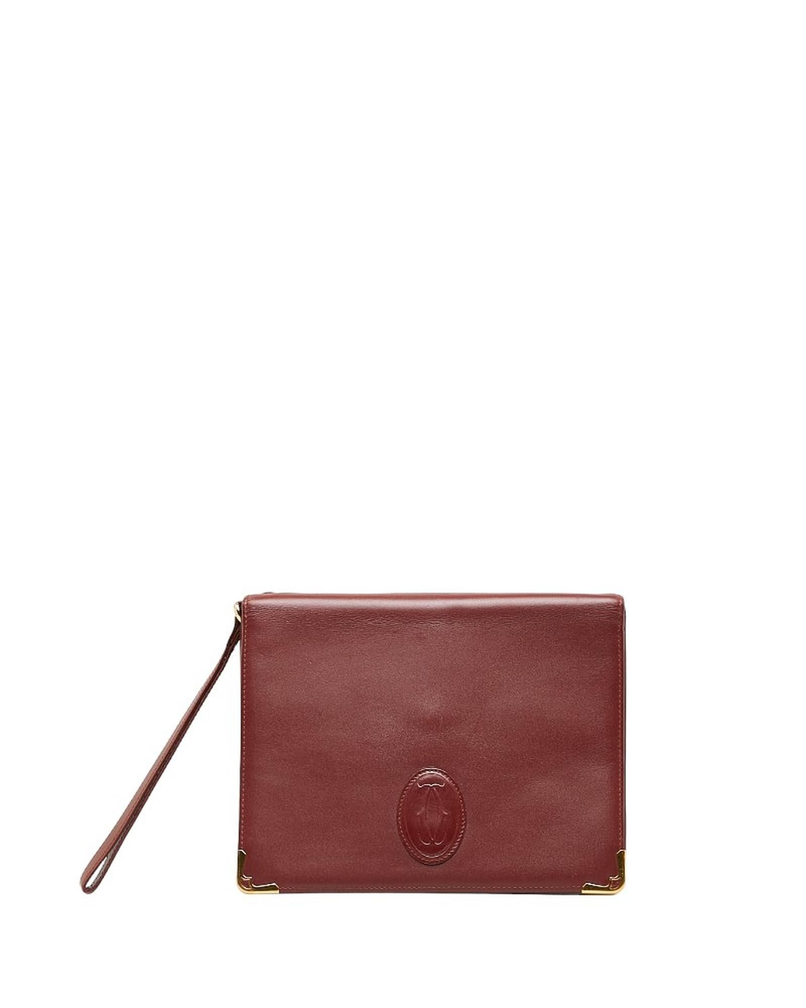 image of Cartier Red Leather Clutch Bag - Ab Condition, Women's
