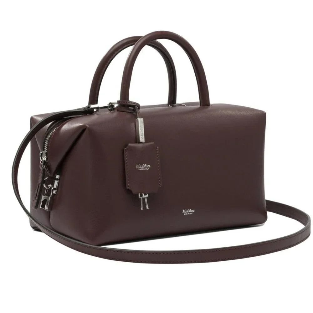 Max Mara Max Mara Holdall Small Suede Bowler Bag in Bordeaux Size ONE SIZE - 2 Thumbnail
