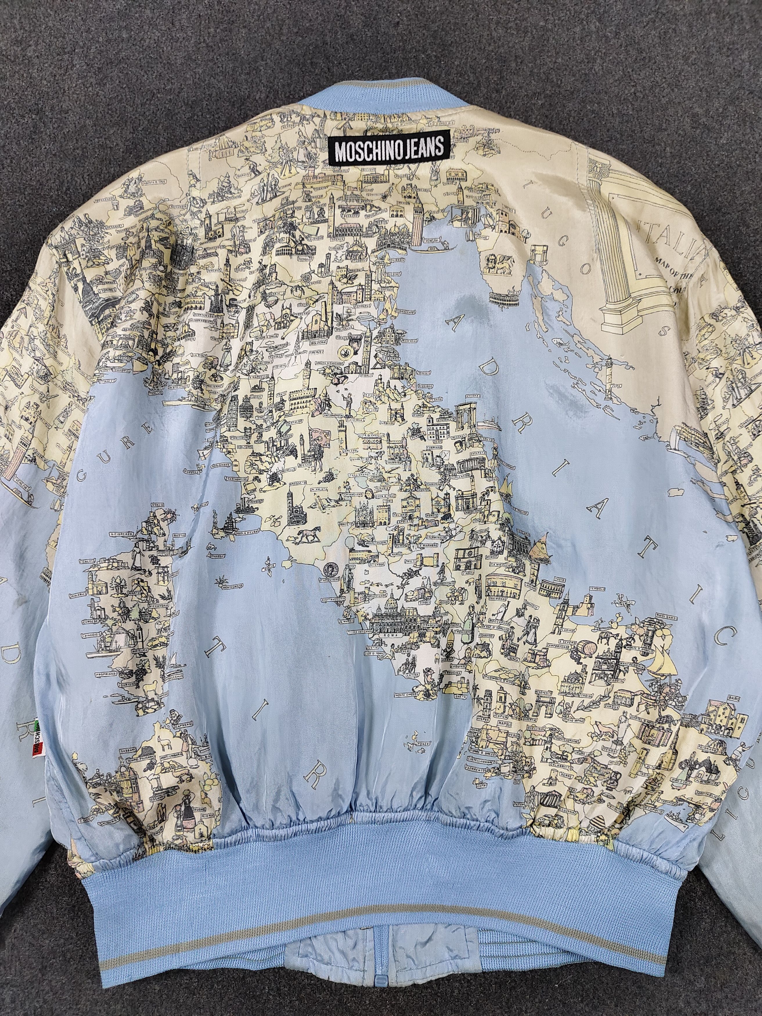Moschino 90s Moschino💥 Archive AOP Maps Cartohraphic Cropped Bomber Size M / US 6-8 / IT 42-44 - 7 Thumbnail