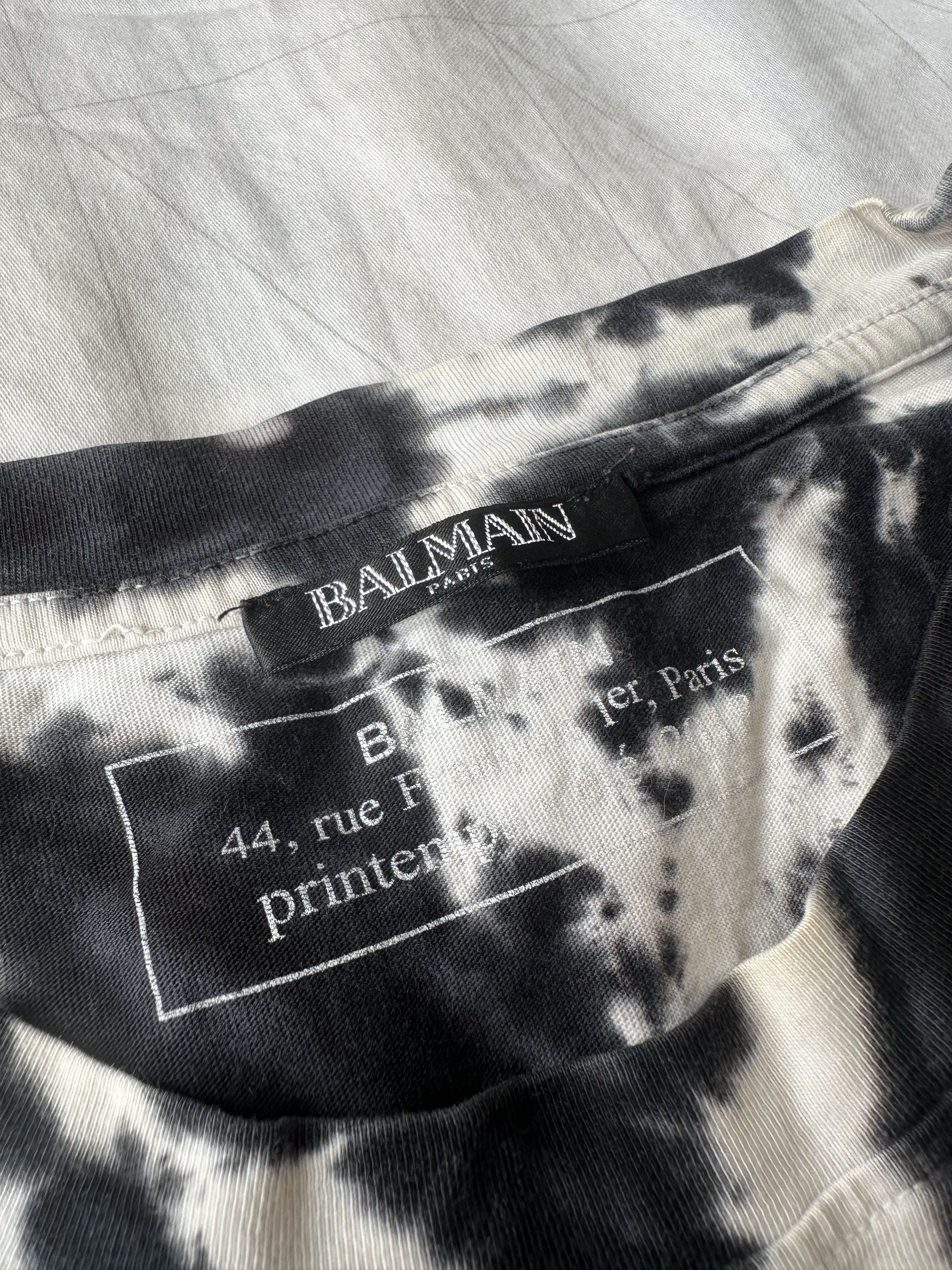 Balmain SS18 Balmain White Black Tie Dye Coin Logo T-shirt Size US M / EU 48-50 / 2 - 4 Thumbnail