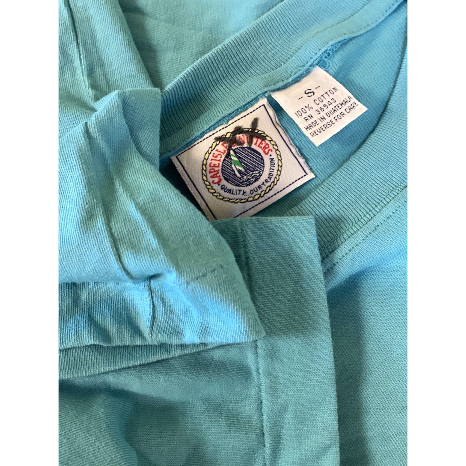 Vintage VINTAGE Cape Isle Knitters T-Shirt Shirt Men Small S Blue Cotton Crew Neck Short Sleeve Single Stitch Blank Womens? No, Mens Size US S / EU 44-46 / 1 - 3 Thumbnail