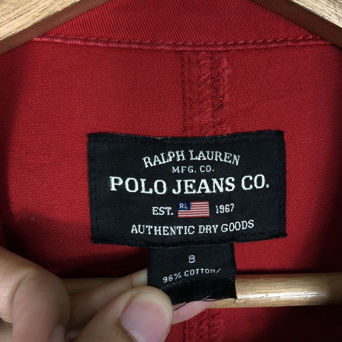 Ralph Lauren 🔥Rich Red - Cropped Trucker Denim Ralph Lauren MFG CO Size US M / EU 48-50 / 2 - 12 Thumbnail
