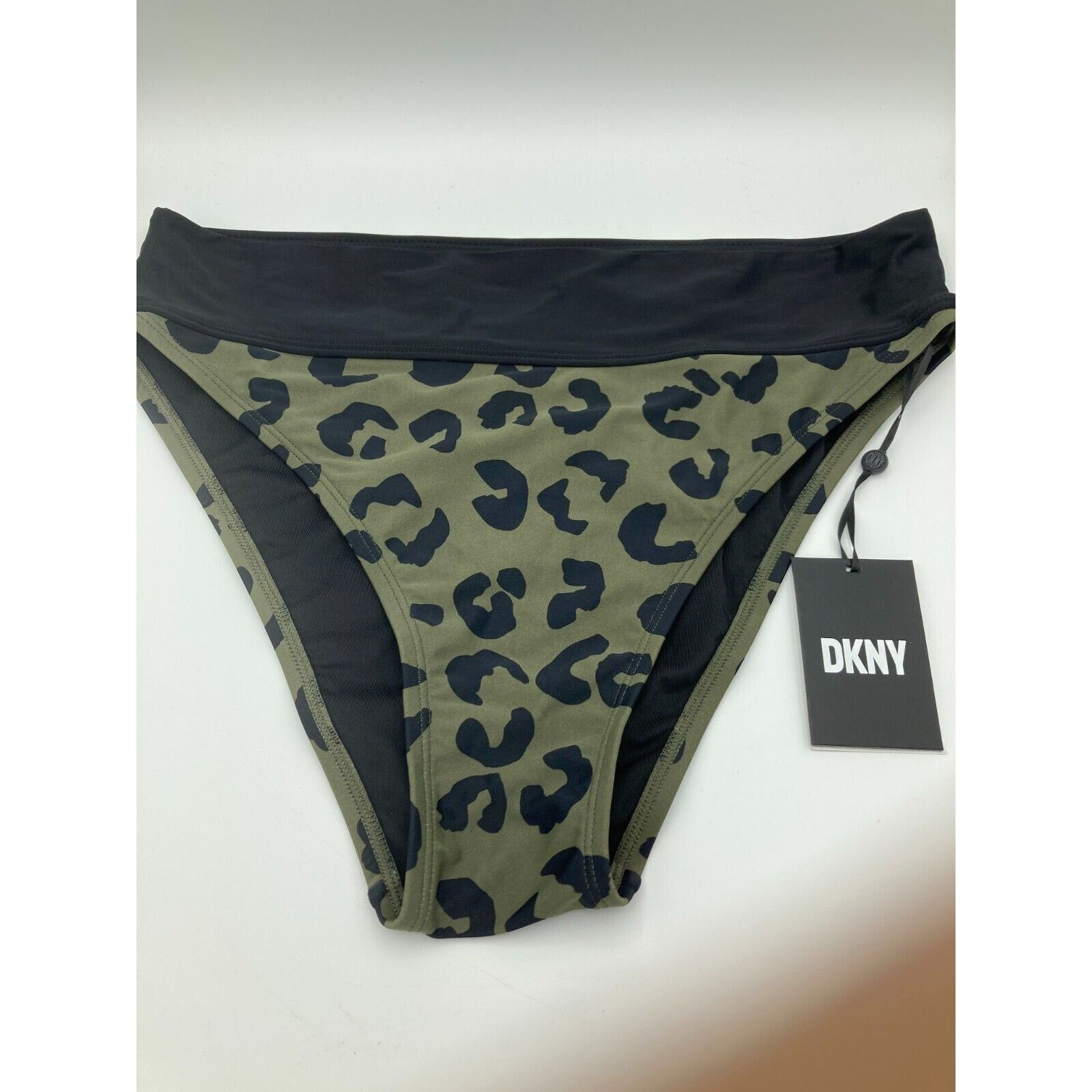 DKNY DKNY Animal Print High Waist Bikini Bottom Swimsuit XL Green Size ONE SIZE - 1 Thumbnail