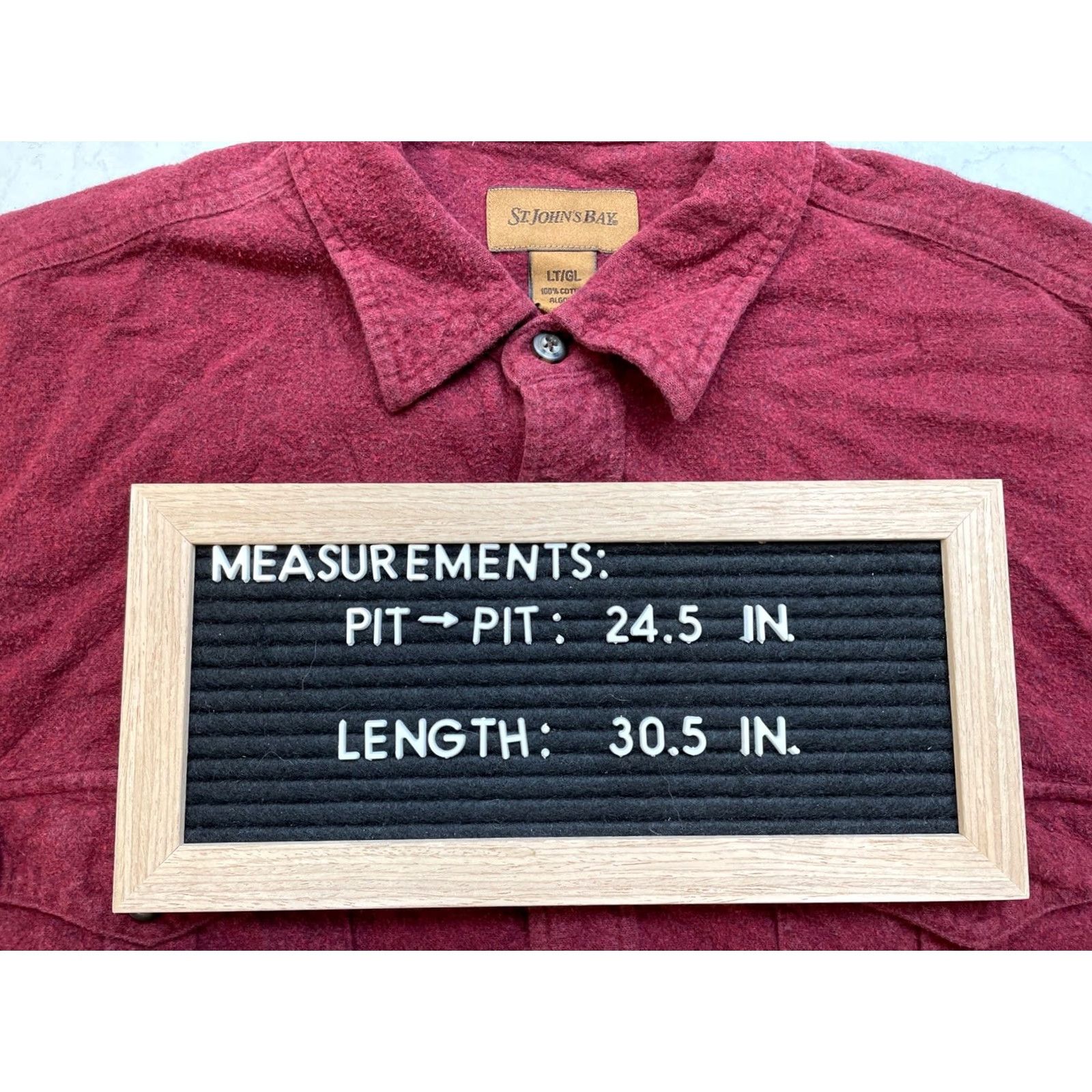 Vintage VTG St Johns Bay Men’s Red Cotton Long Sleeve Button Down Flannel Large Size US L / EU 52-54 / 3 - 2 Thumbnail