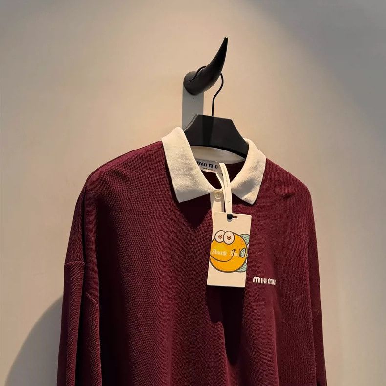Miu Miu miu miu 25ss spring/summer new Burgundy polo long sleeves 2 Size US XS / EU 42 / 0 - 2 Thumbnail