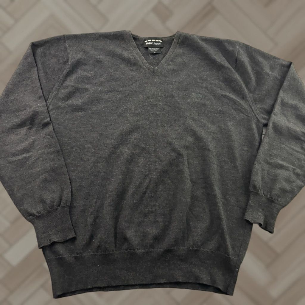 BMW BMW Merino Wool Pullover V-Neck Sweater Men XL Gray Shirt Size US XL / EU 56 / 4 - 1 Thumbnail