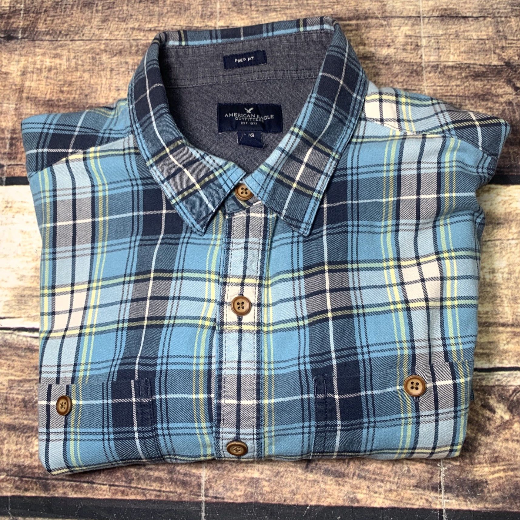 American Eagle Outfitters American Eagle Outfitters Mens Shirt Long Sleeve Sz Large Blue Plaid Button Down Size US L / EU 52-54 / 3 - 7 Thumbnail