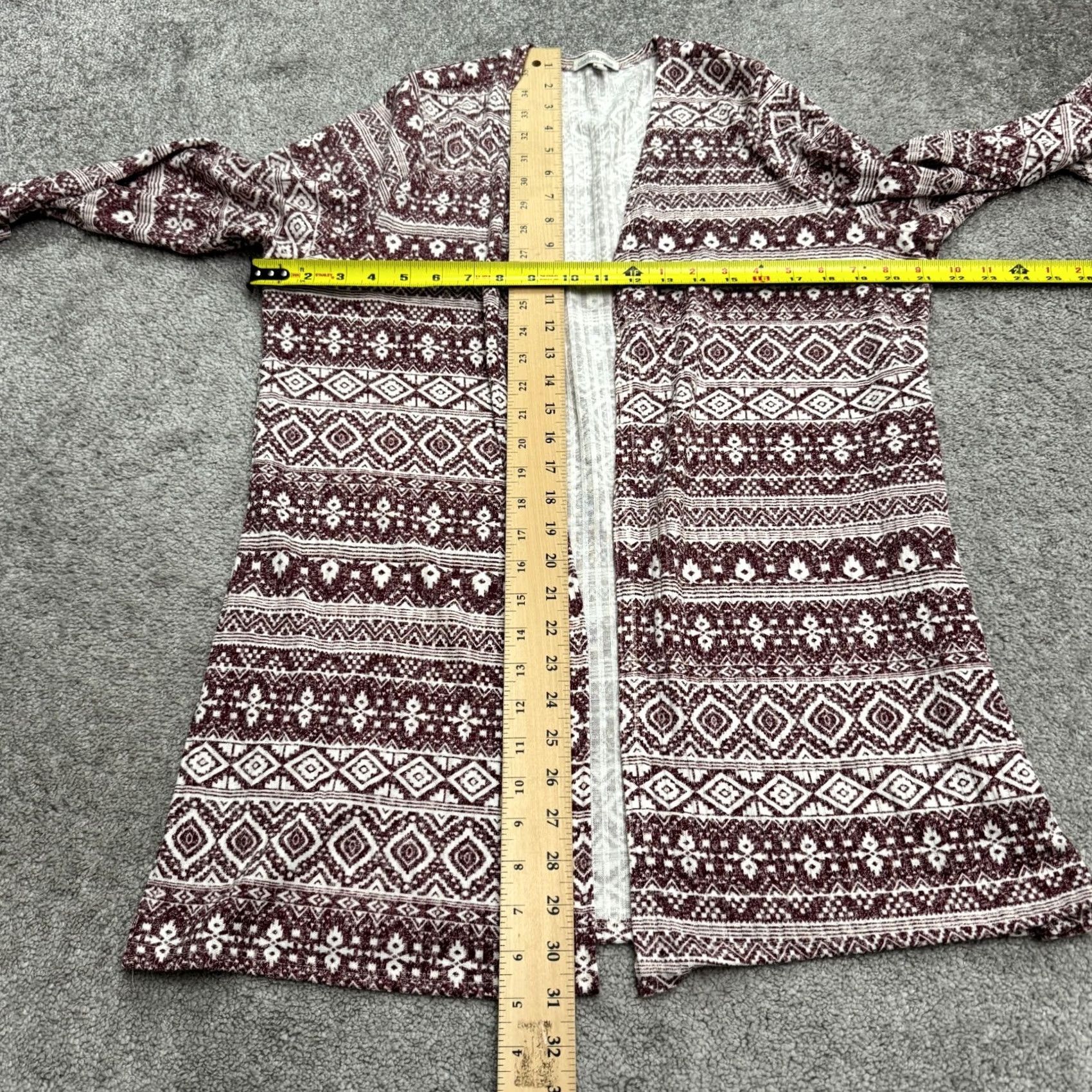 Vintage Charlotte Russe Geometric Aztec Open Cardigan Sweater Womens XL Maroon White Size XL / US 12-14 / IT 48-50 - 6 Thumbnail
