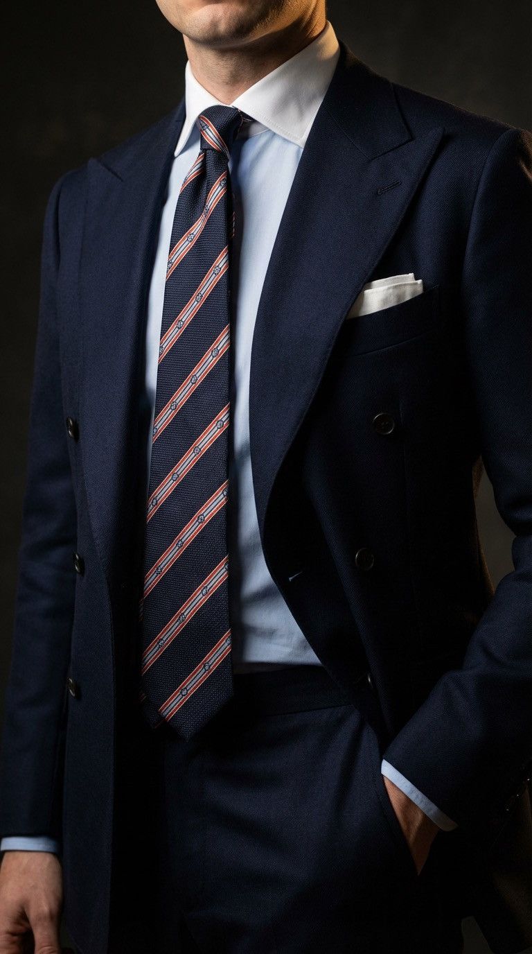 Gucci Gucci Luxury 100% silk Tie Blue Striped Logo Necktie for Men Size ONE SIZE - 2 Thumbnail