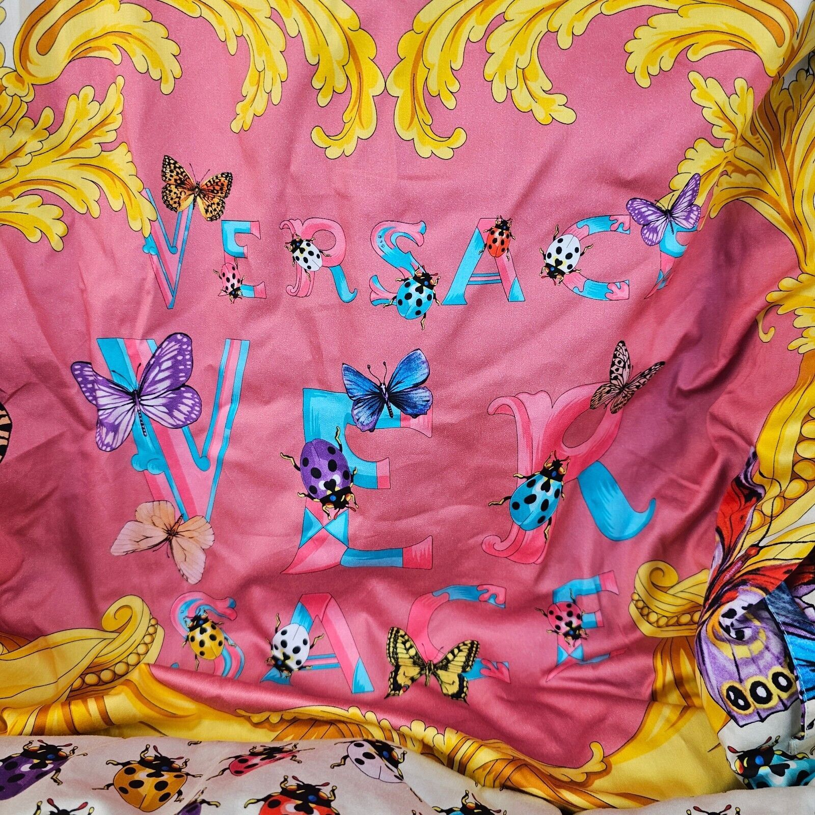 Versace VERSACE Butterflies Baroque Azur Blue Long Bathrobe Size US L / EU 52-54 / 3 - 8 Thumbnail