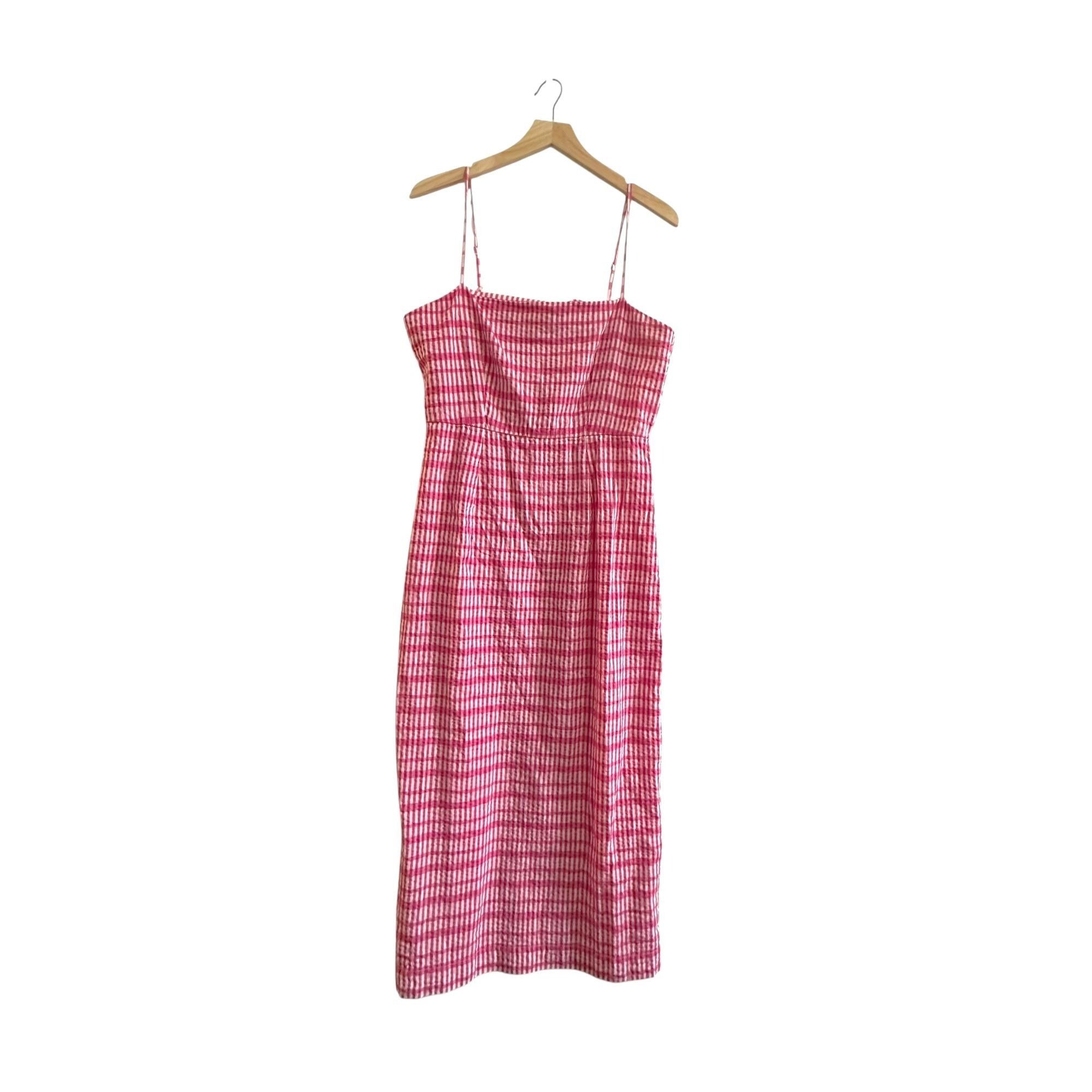 Ciao Lucia Ciao Lucia Lareina Seersucker Gingham Midi Dress, L, Pink Size L / US 10 / IT 46 - 1 Thumbnail