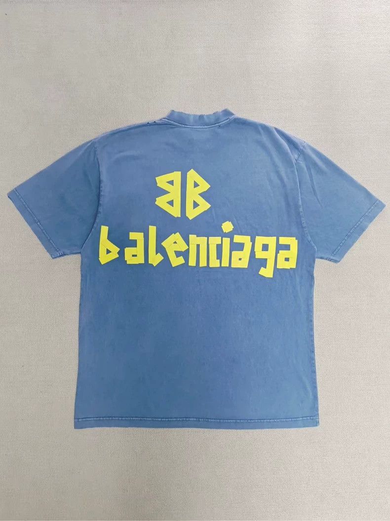 Balenciaga Balenciaga 23fw Haze Blue Tape Tape Tape Made Old Short Sle Size US XS / EU 42 / 0 - 2 Thumbnail