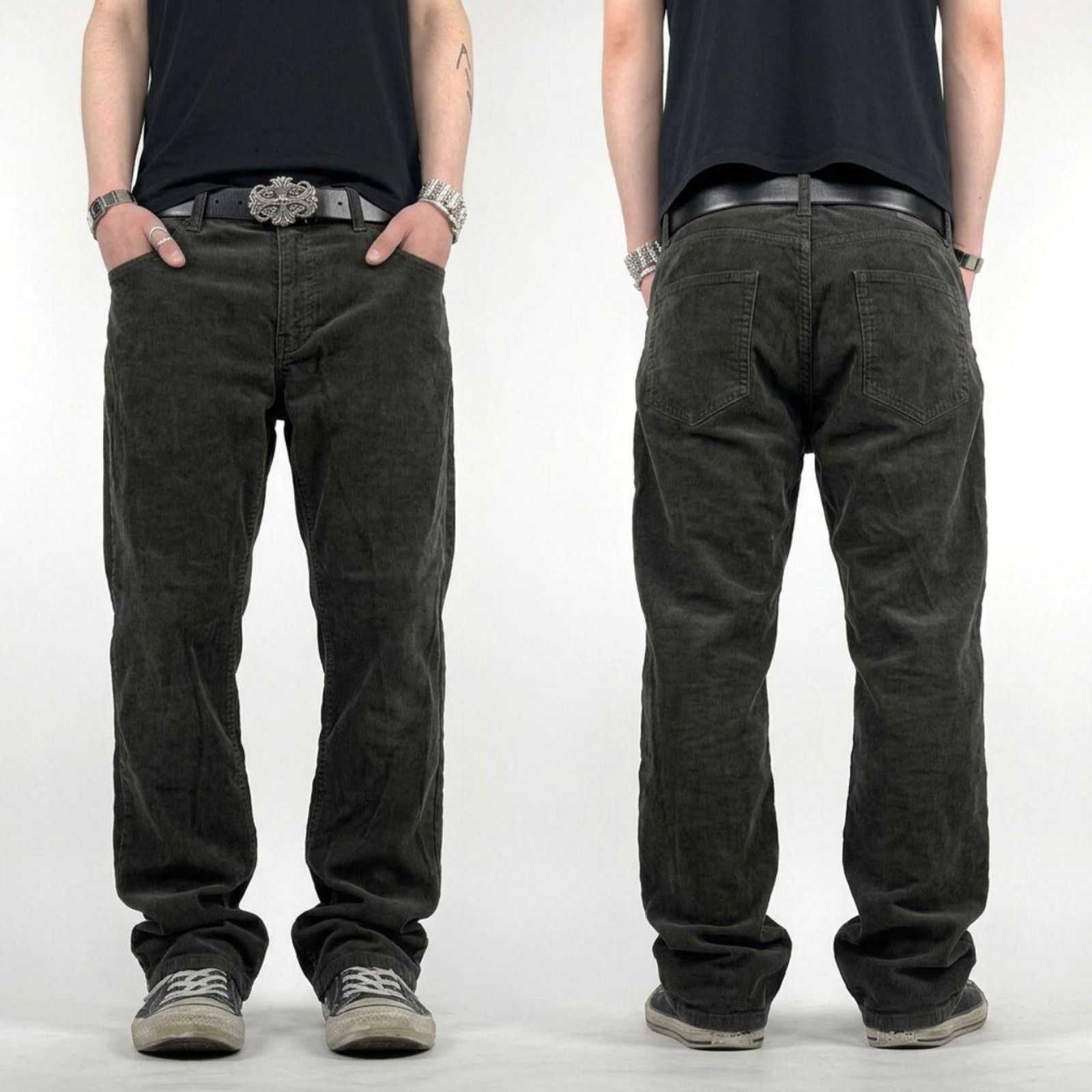 Brooks Brothers × Vintage Vintage y2k straight fit grunge faded green corduroy pants Size US 34 / EU 50 - 1 Thumbnail