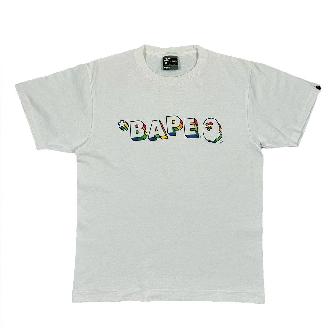 Bape Bape - Vintage Multi Coloured Spellout Tshirt - White - M Size US M / EU 48-50 / 2 - 1 Thumbnail