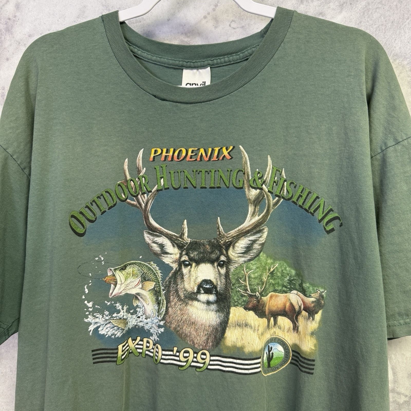 Vintage Vintage Outdoor Hunting & Fishing T Shirt Mens 2XL Green Pho Size US XXL / EU 58 / 5 - 1 Thumbnail