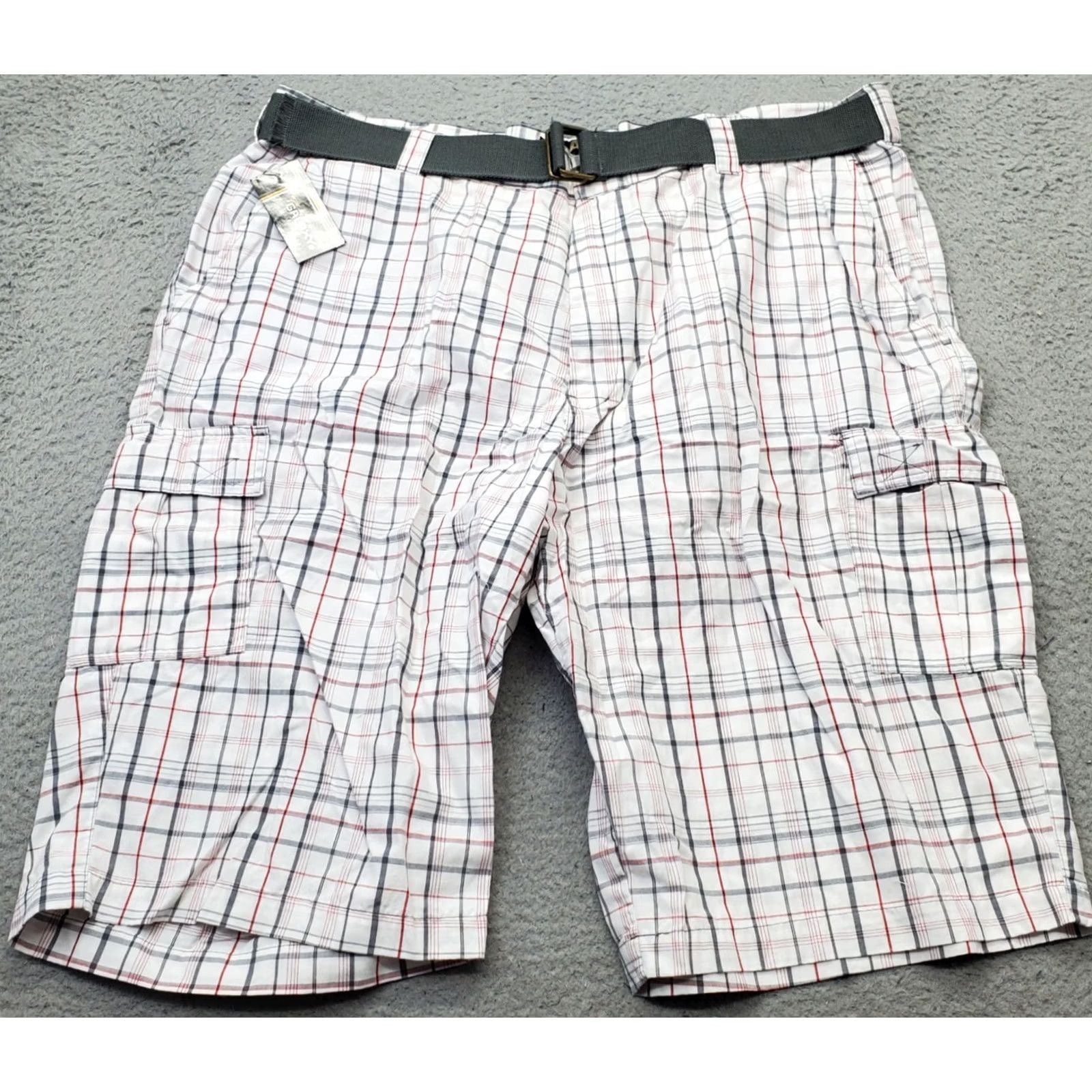 Vintage Galaxy Mens Cargo Shorts Size 48 Multi Plaid Flat Front Belted Waist Size US 32 / EU 48 - 2 Thumbnail
