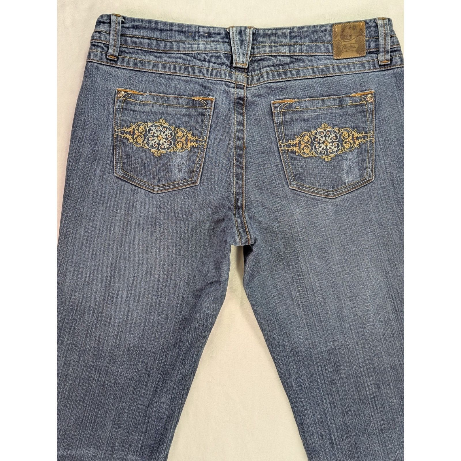 Other Vtg Candie's Y2K Embroidered Distressed Straight Jeans Sz 9 Size 33" - 12 Thumbnail