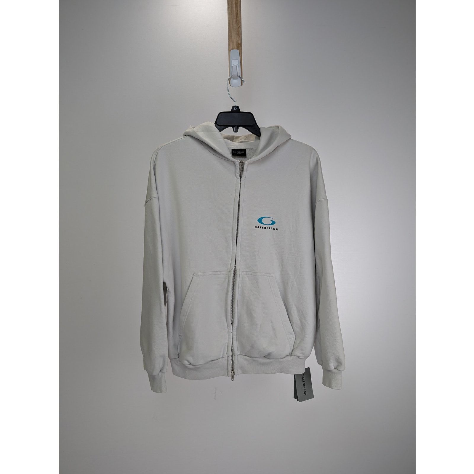 Balenciaga o1rshd1 Zip-up Hoodie Loop Sports Icon Print Mol Dirty White Size US L / EU 52-54 / 3 - 1 Thumbnail