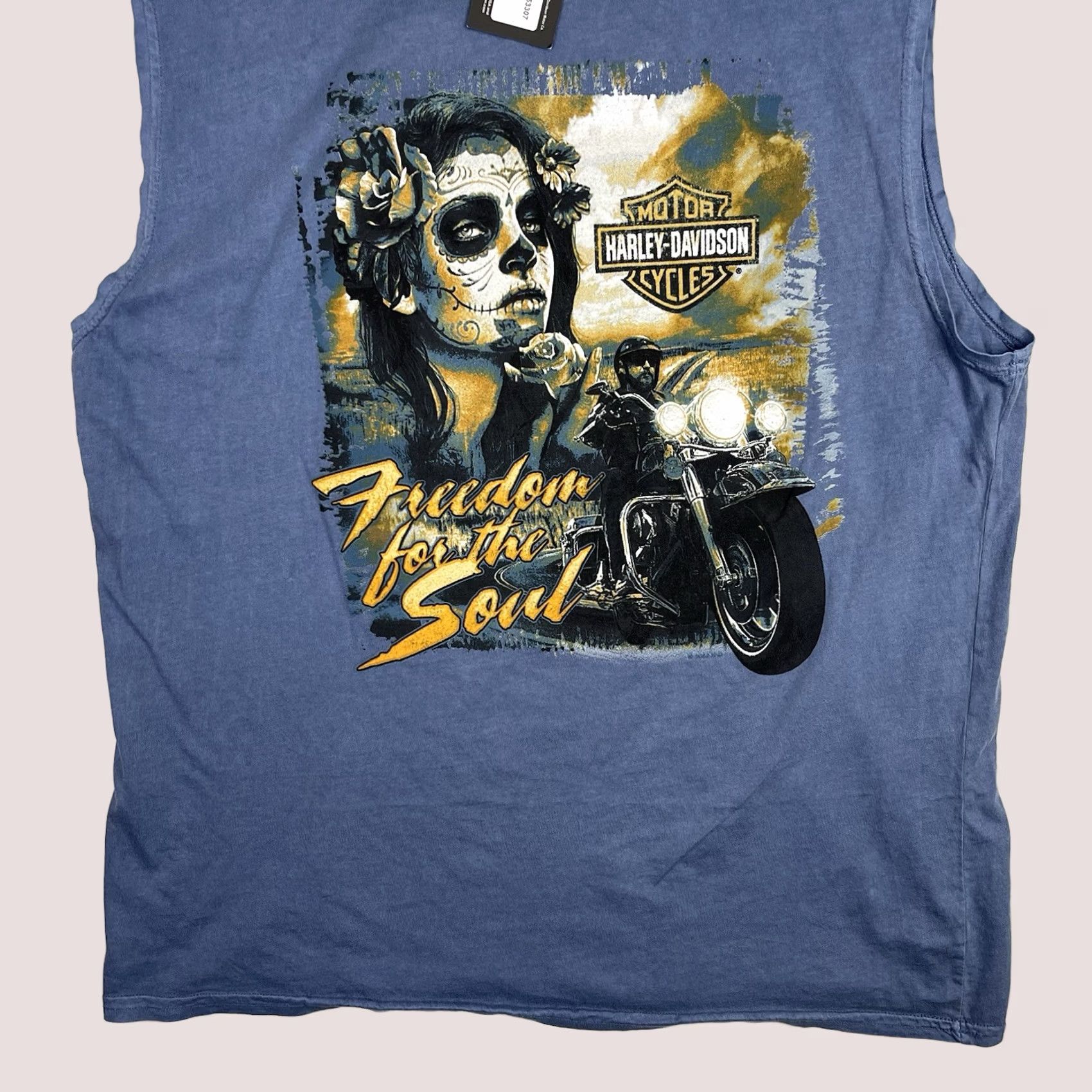 Harley Davidson Harley-Davidson Shirt Mens XL Day Of The Dead Sleeveless Crew Neck Blue Cotton Graphic Print New title: Size US XL / EU 56 / 4 - 1 Thumbnail
