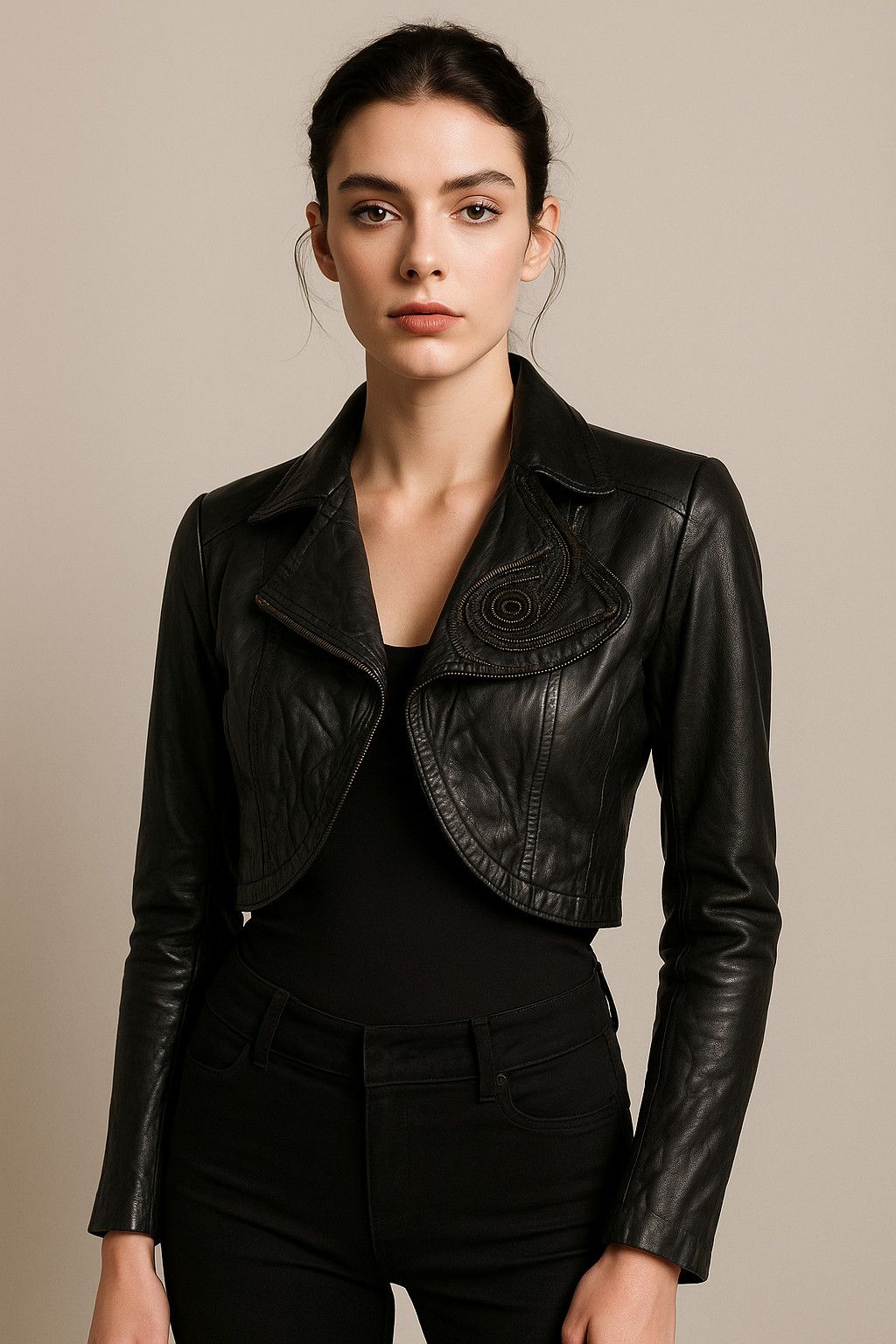Bcbgmaxazria BCBG Max Azria Cropped Leather Jacket –FASHIONELLA Size S / US 4 / IT 40 - 2 Thumbnail