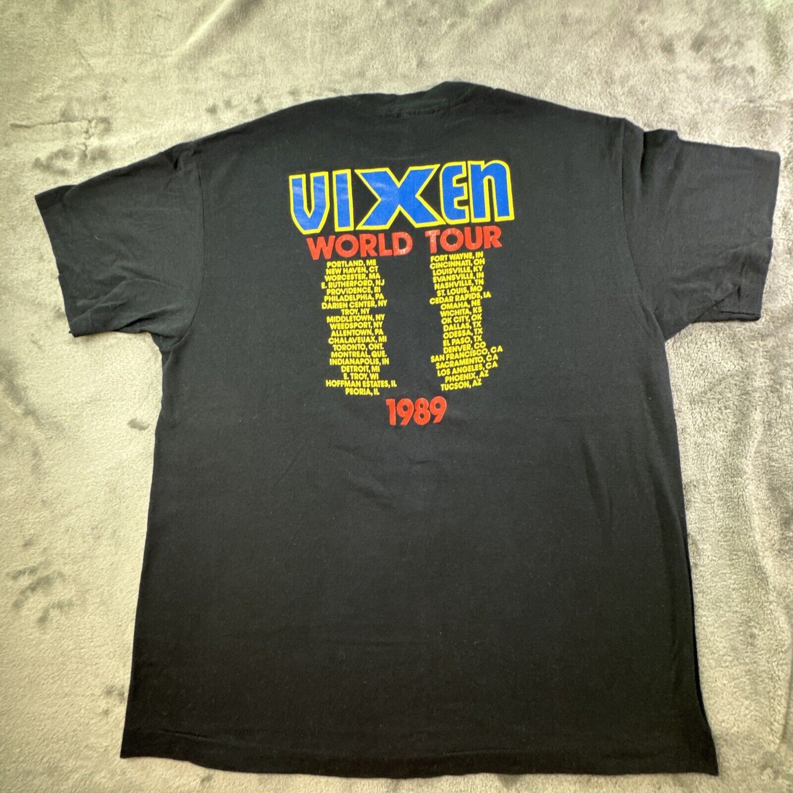 Other Vintage 80s Vixen Rock Band T-Shirt XL 1989 Tour Black USA Size US XL / EU 56 / 4 - 6 Thumbnail