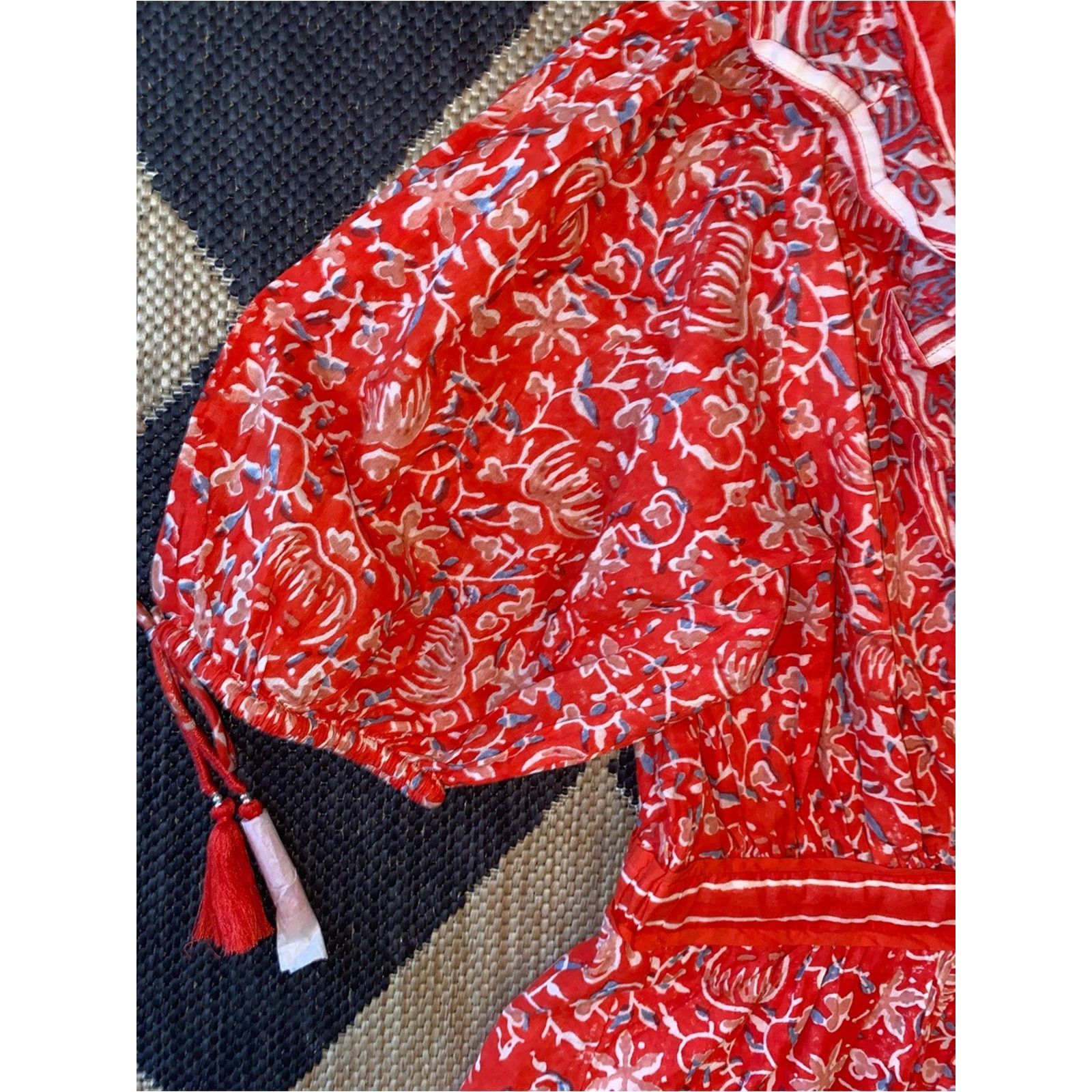 Cleobella New $218 Cleobella Blair RWB Boho Block Print Dress L Size L / US 10 / IT 46 - 11 Thumbnail
