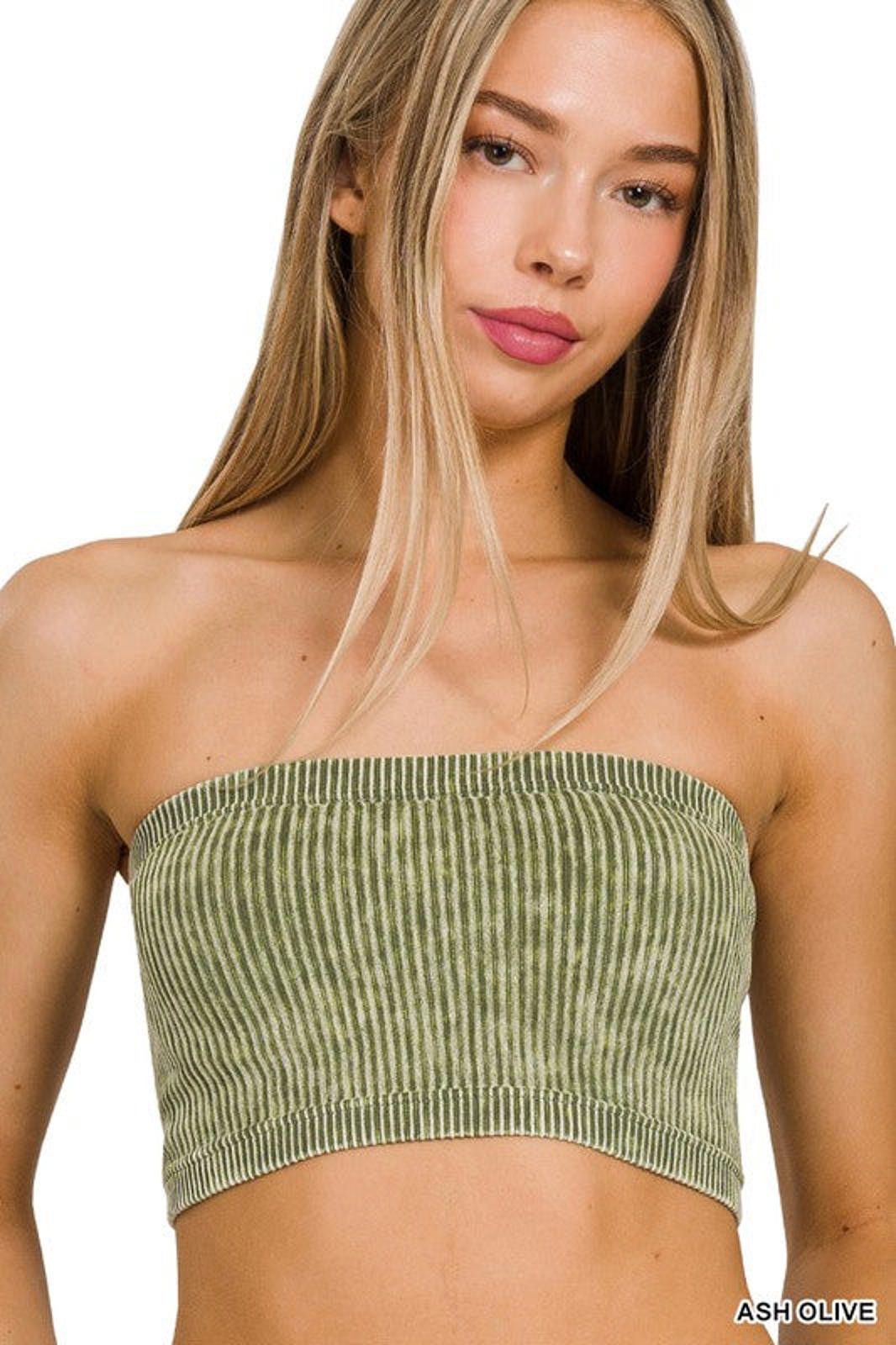 Other Washed Ribbed Seamless Tube Top Zenana in Multiple Colors Size ONE SIZE - 1 Thumbnail