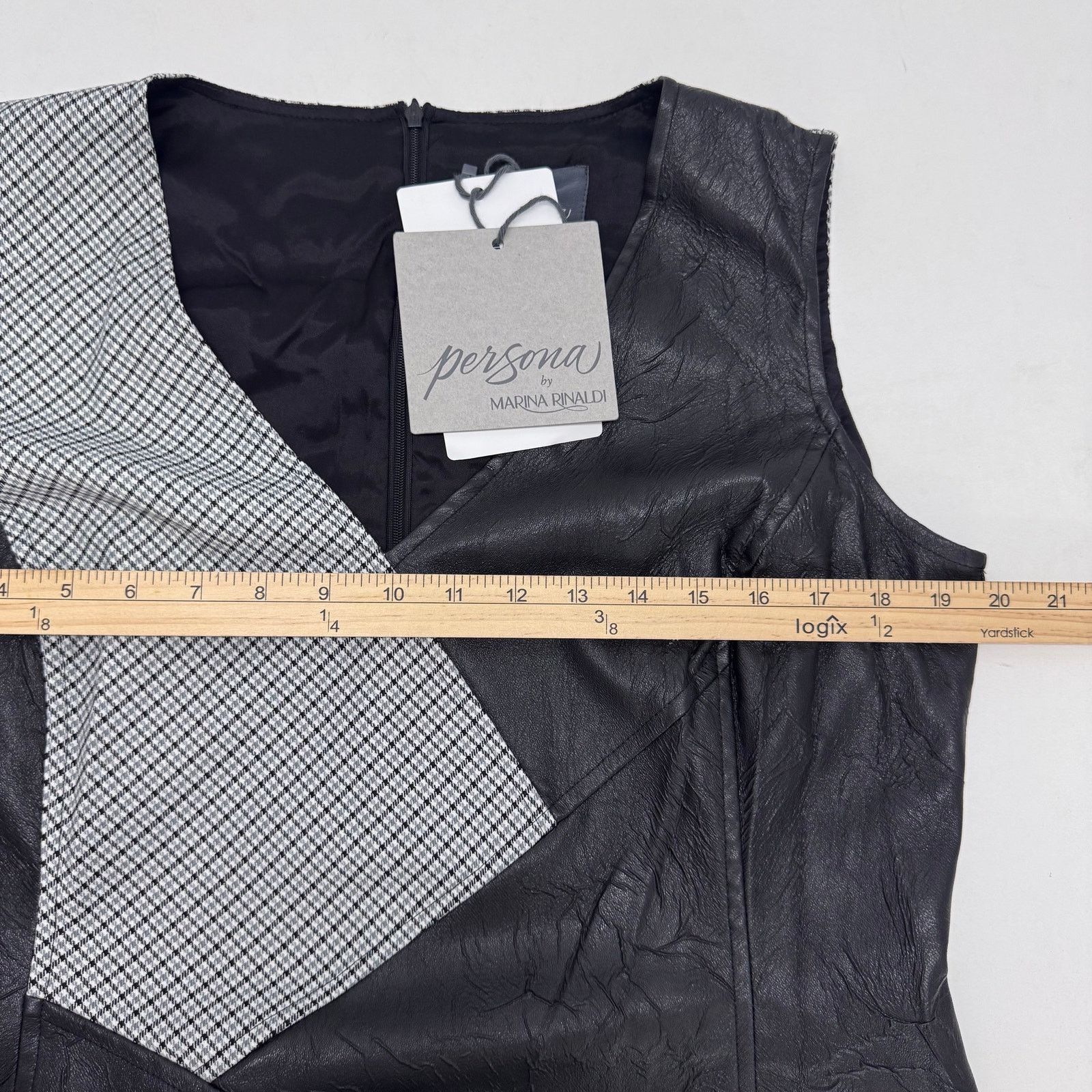 Marina Rinaldi Marina Rinaldi Mixed Media Colorblock Faux Leather Dress 8 Size M / US 6-8 / IT 42-44 - 6 Thumbnail
