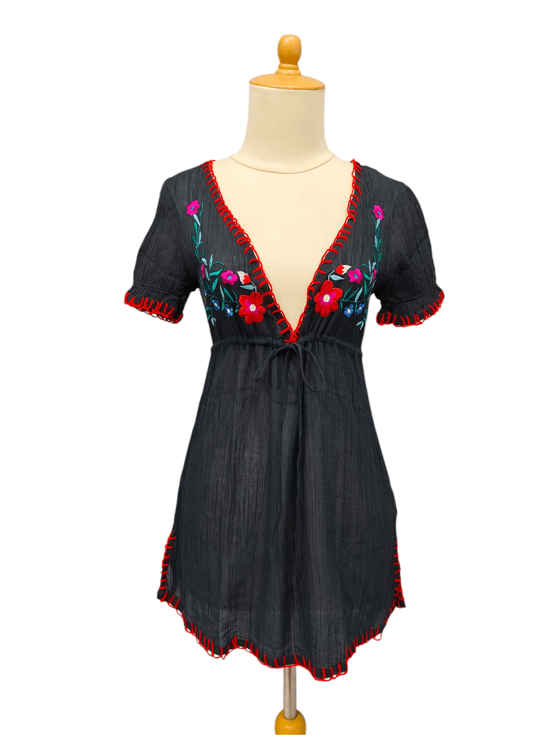 Japanese Brand 00s Braggin'Jam- Indie Hippie Floral Embroidery Red Stitch Size M / US 6-8 / IT 42-44 - 1 Thumbnail