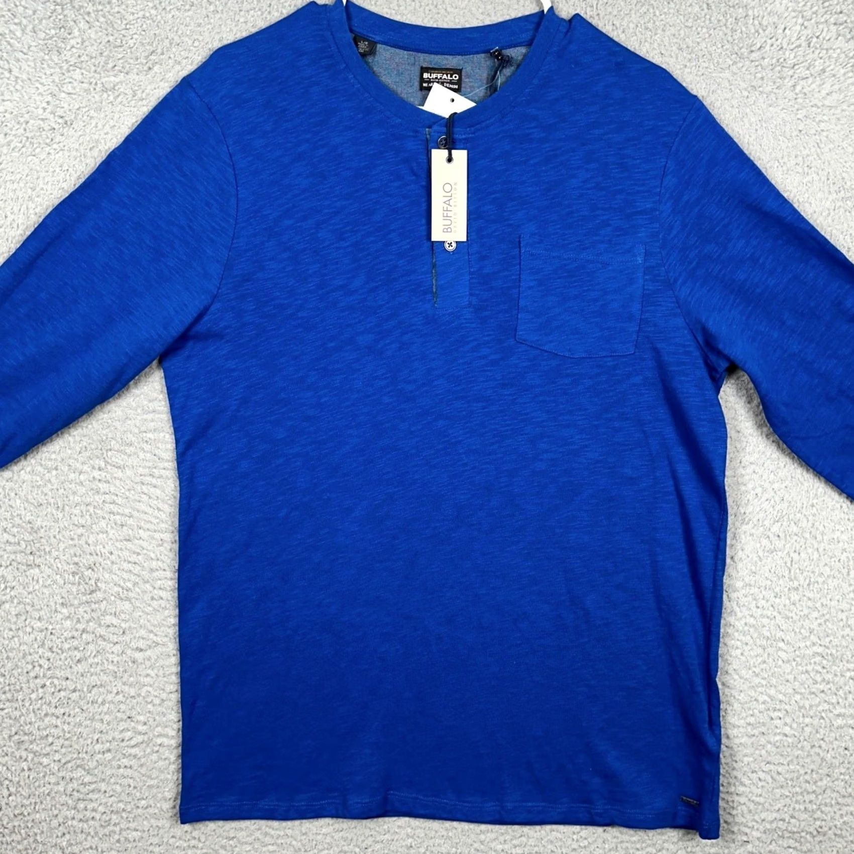 Buffalo David Bitton Buffalo David Bitton T-Shirt Mens Large Blue Henley Tee Pocket Long Sleeve Size US L / EU 52-54 / 3 - 3 Thumbnail