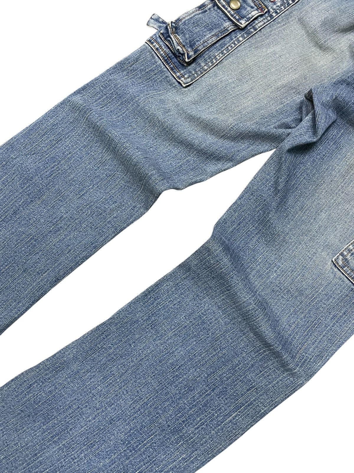 Japanese Brand × Le Grande Bleu (L.G.B.) × Tornado Mart Strech Cargo Flare Multi Pocket Jeans Size US 27 - 13 Thumbnail