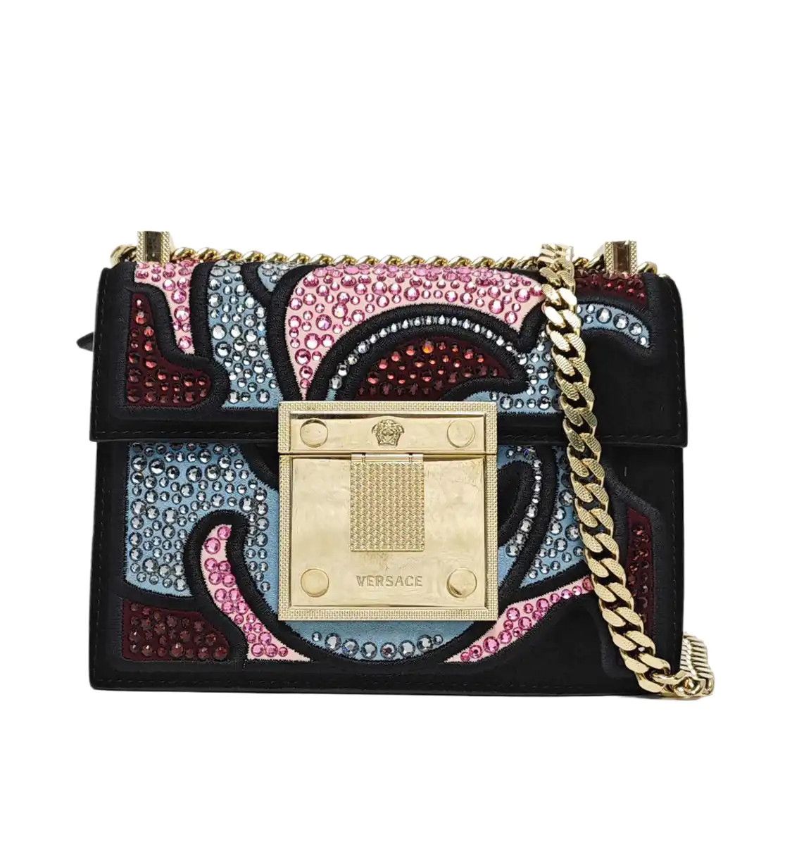 Versace VERSACE multi-color suede inlaid crossbody bag gold hardware Size ONE SIZE - 1 Thumbnail
