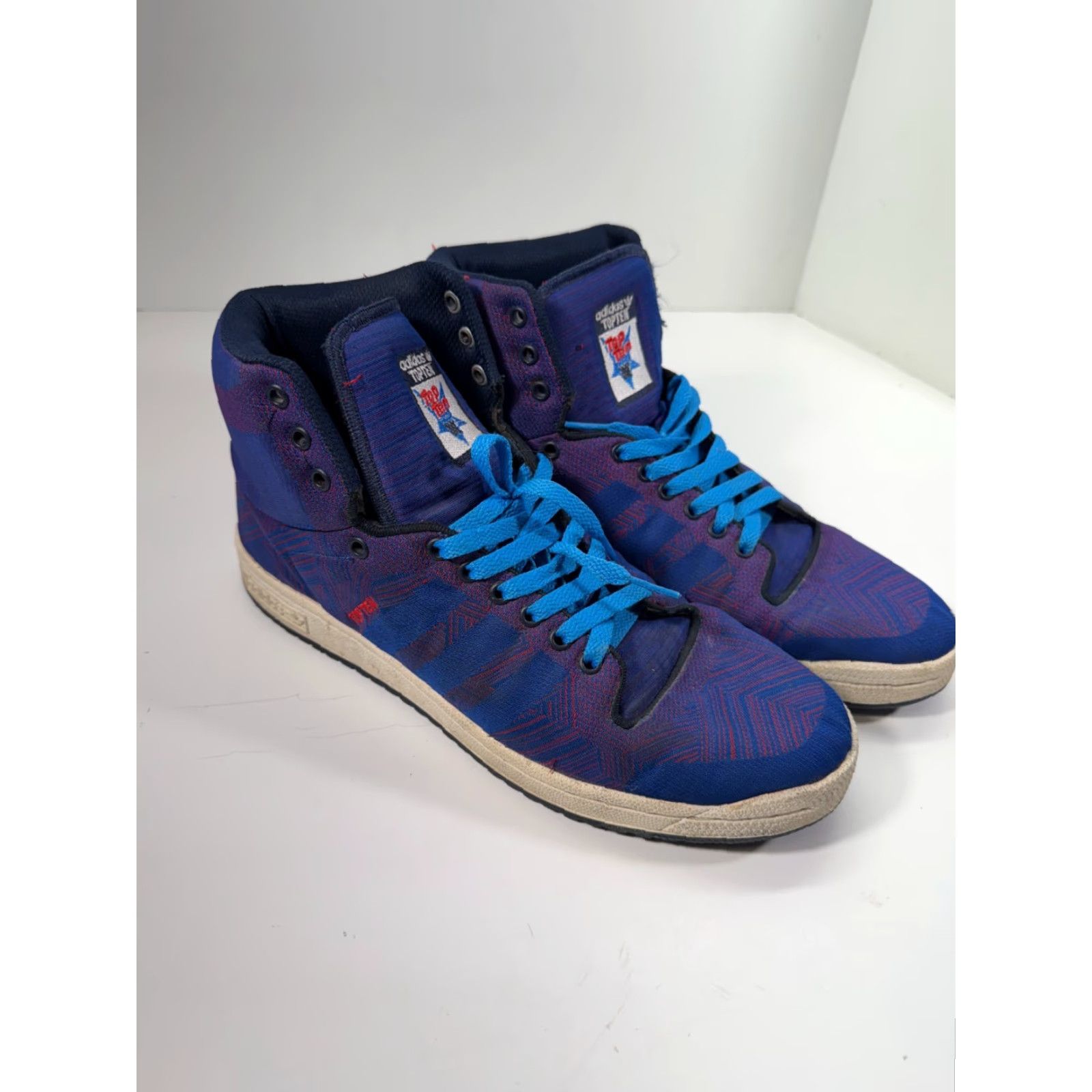 Adidas Adidas Top Ten Hi Woven Sneaker Shoes Mens 11 Purple Blue Lace-Up Size US L / EU 52-54 / 3 - 3 Thumbnail