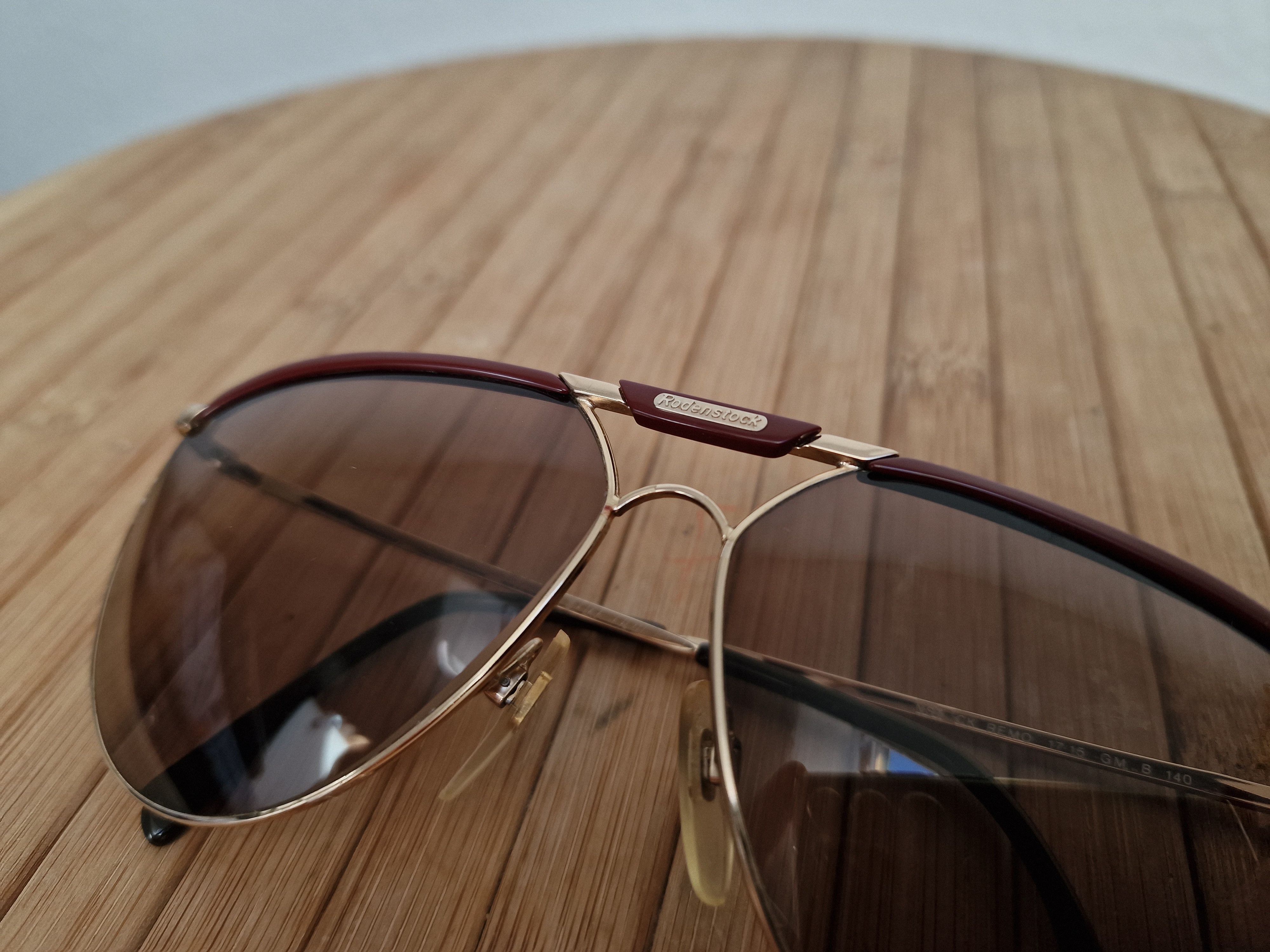 Vintage RODENSTOCK AVIATOR Sunglasses REMO GOLD \ BROWN Lensess USED Size ONE SIZE - 10 Thumbnail
