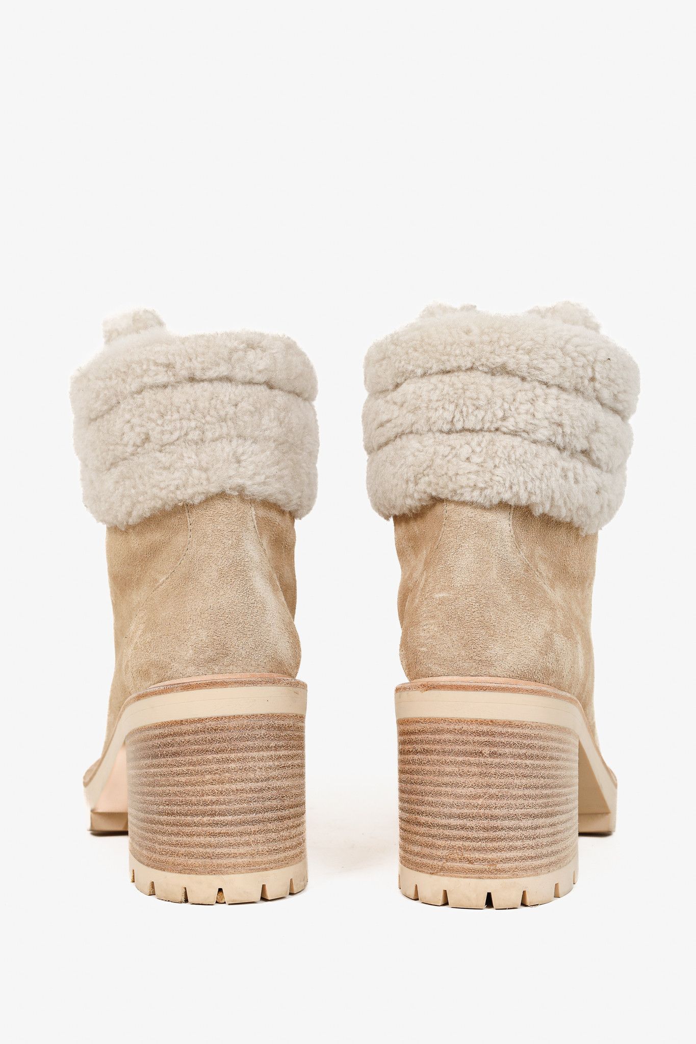 Jimmy Choo Jimmy Choo Eshe Stucco Suede Flat Shearling Hiking Boots Size US 8.5 / IT 38.5 - 3 Thumbnail