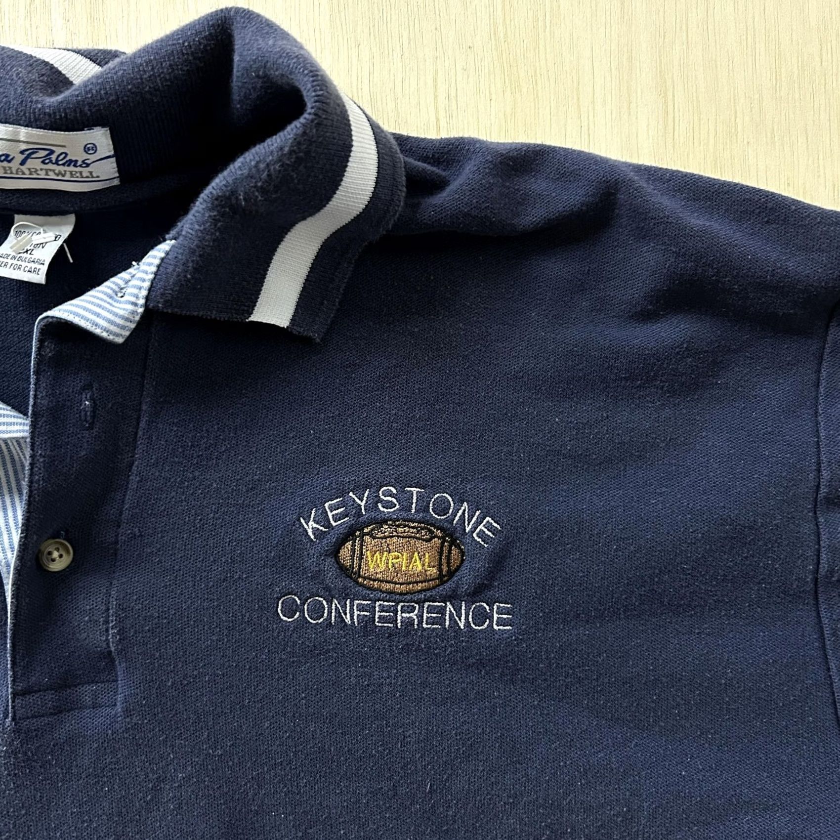 Vintage VINTAGE Sea Palms Polo Shirt Mens 2XL Blue Keystone Conference WPIAL Football Shirt Mens 2XL Blue Size US XXL / EU 58 / 5 - 2 Thumbnail