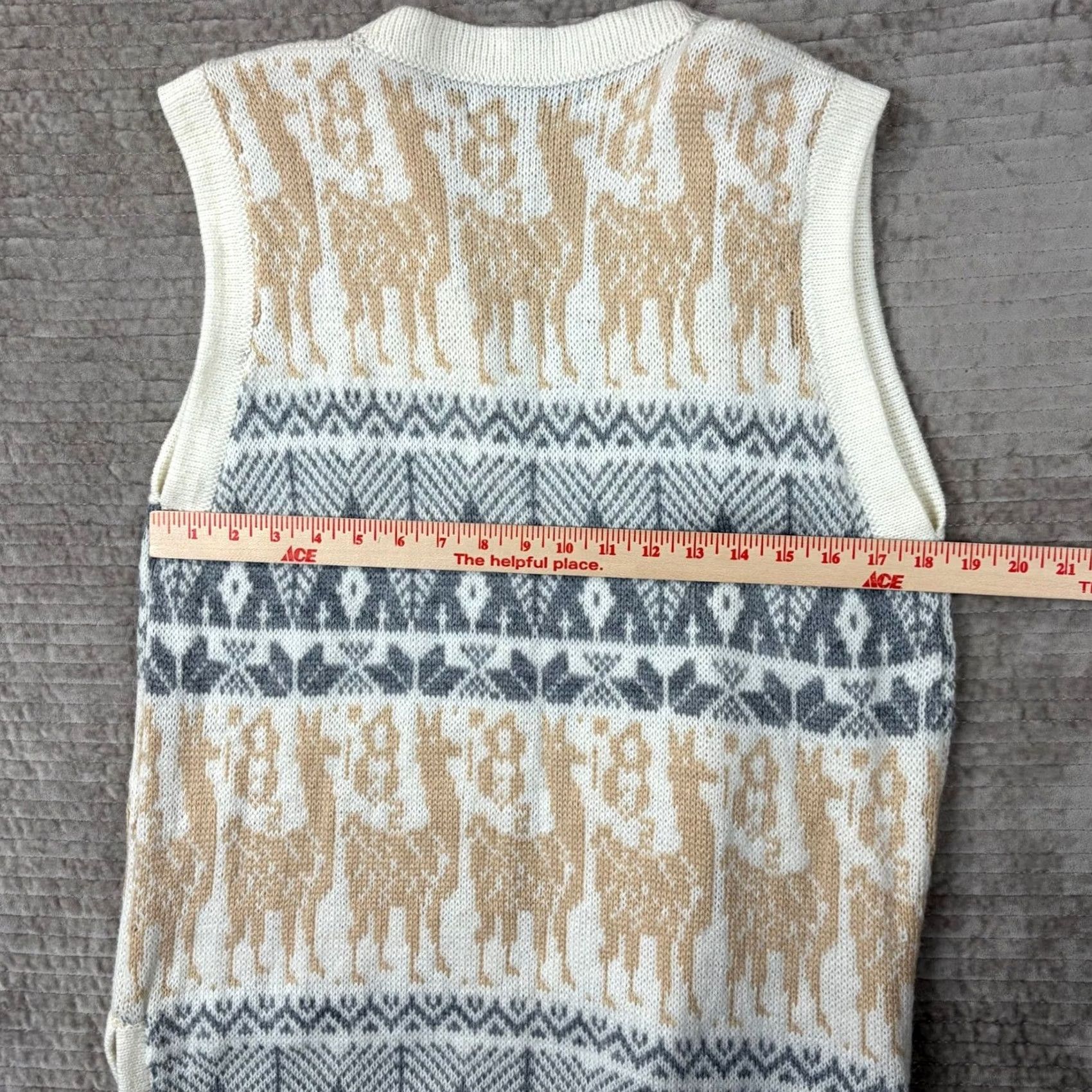 Vintage Arte Inka-Berfass Alpaca Wool Knit Vest Llama Peruvian Open Front Cream Grey Tan M Size M / US 6-8 / IT 42-44 - 7 Thumbnail