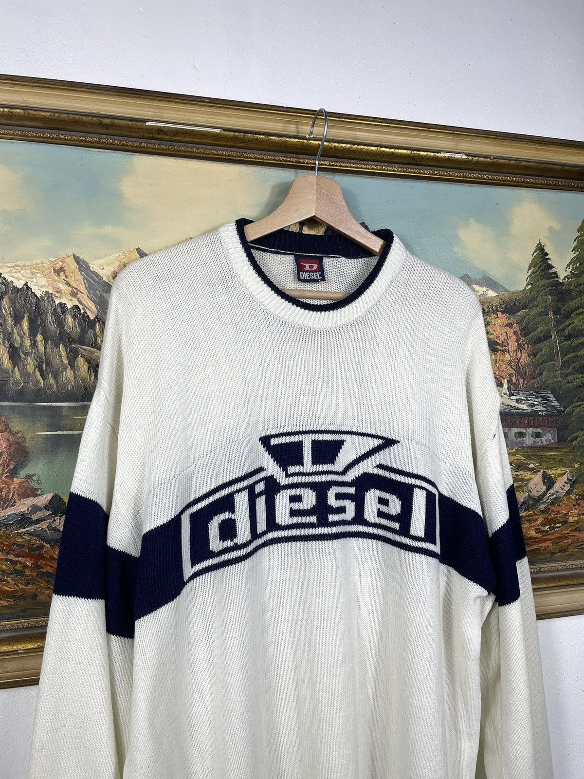 Diesel × Japanese Brand × Vintage Diesel Retro 00s Avant Garde Cyber Loose Boxy Jumper Pull Size US XL / EU 56 / 4 - 4 Thumbnail