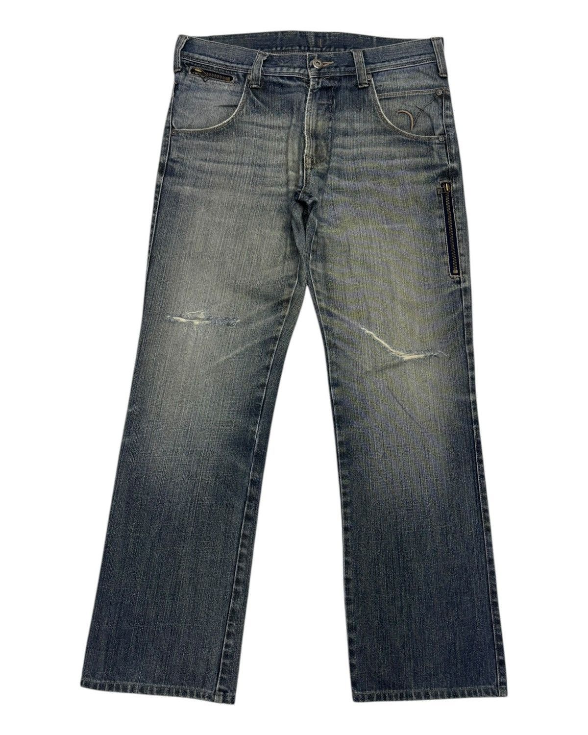 Hysteric Glamour × Japanese Brand VINTAGE BACK NUMBER DISTRESSED DENIM JEANS Size US 34 / EU 50 - 7 Thumbnail