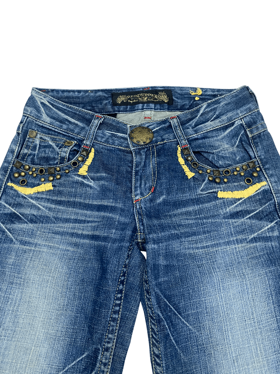 Christian Audigier Studded Big Logo Red Peppers Flare Jeans Size 31" - 3 Thumbnail