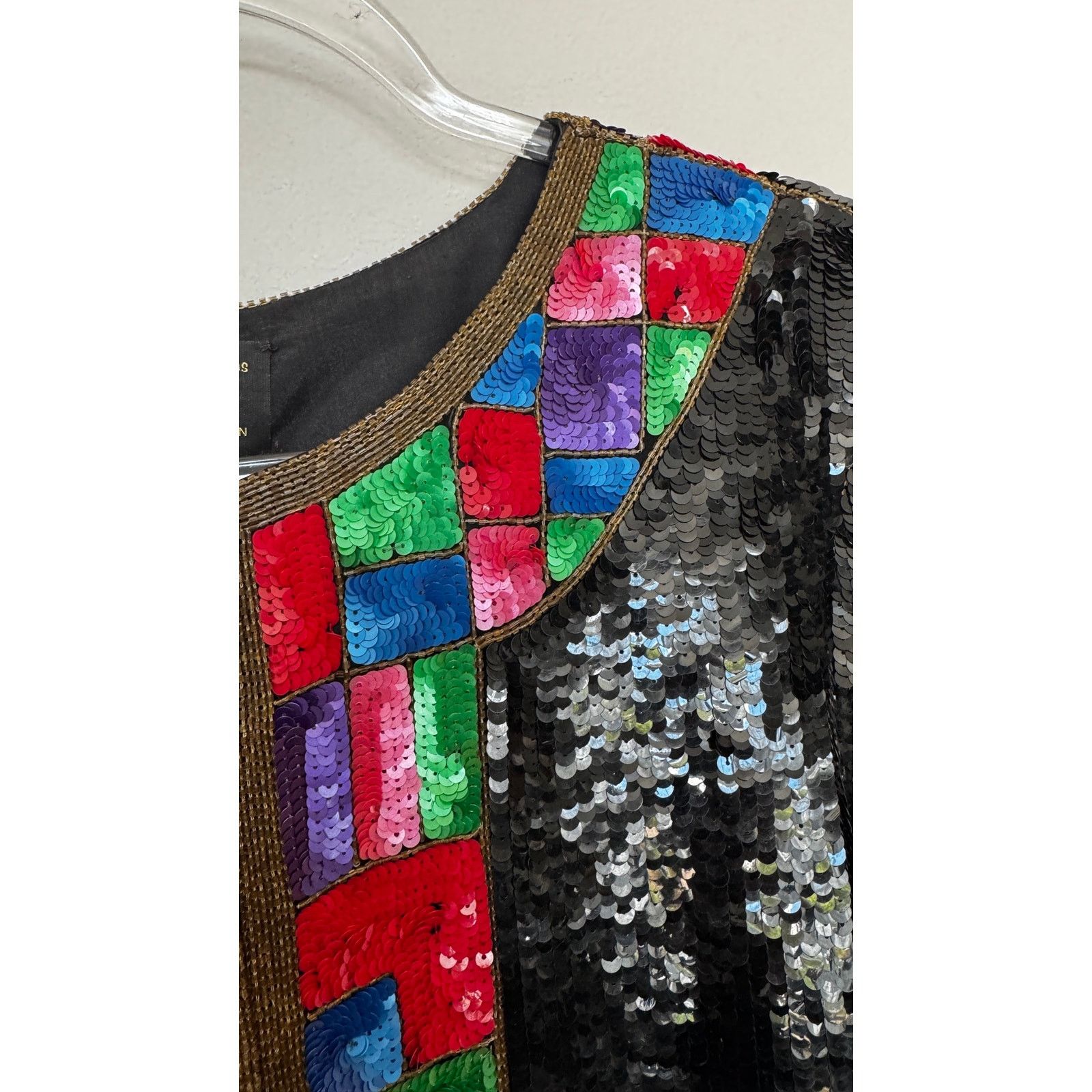 Vintage 1980s Pinky Creations Silk Sequin Jacket Black Medium Size M / US 6-8 / IT 42-44 - 10 Thumbnail