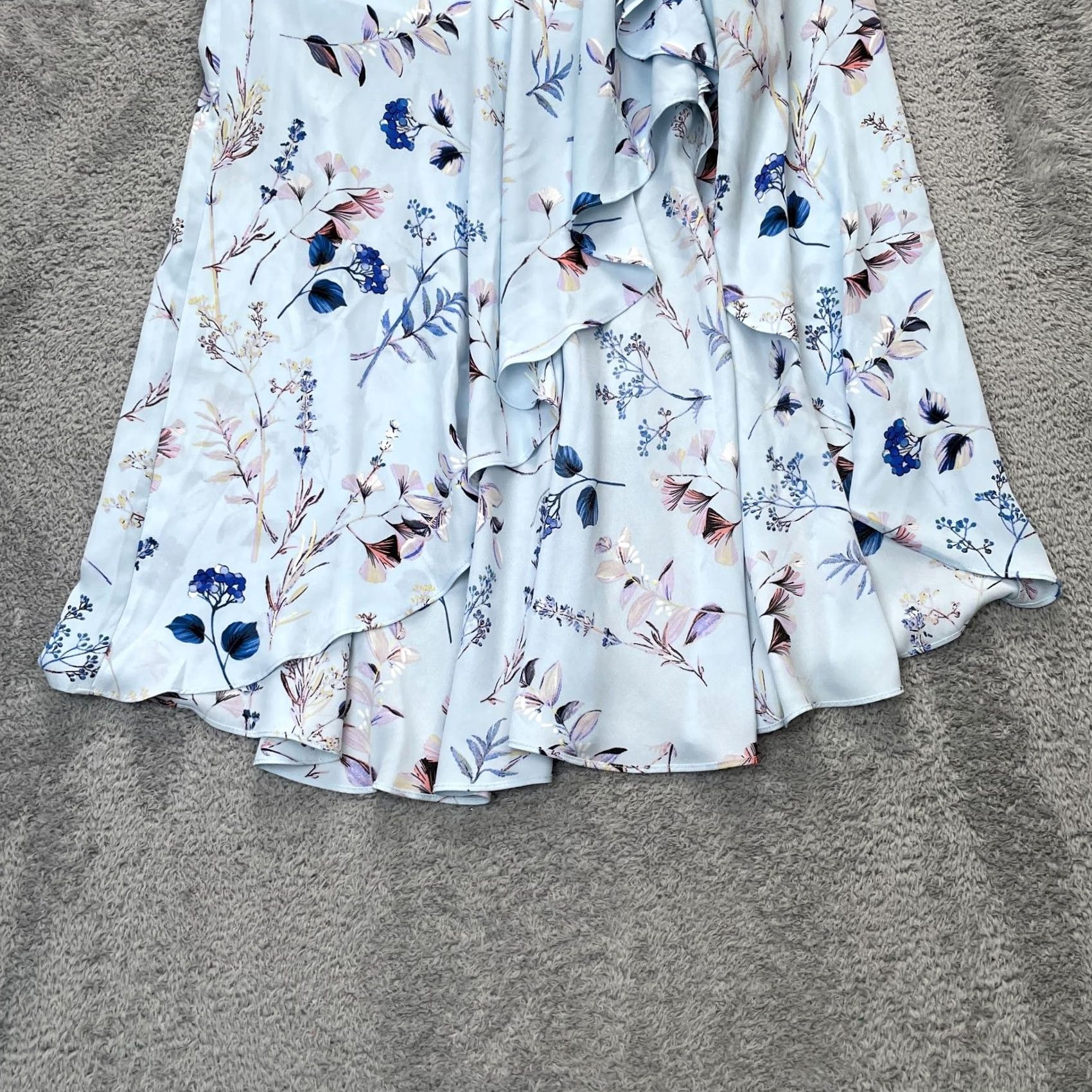 Banana Republic VINTAGE Banana Republic Dress Womens 4 Blue Faux Wrap Maxi Floral Ruffle Asymmetrical Size S / US 4 / IT 40 - 7 Thumbnail