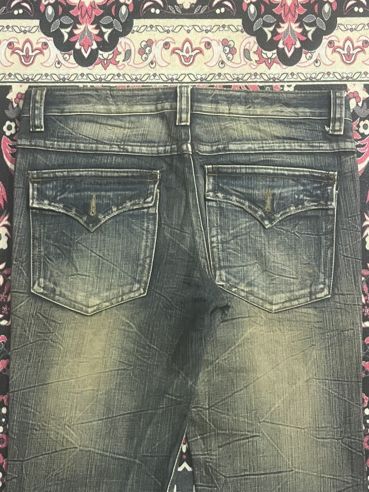 Number (N)ine Japanese Brand Mud Washed Distressed Glass Crack Flare Jeans Size US 32 / EU 48 - 7 Thumbnail