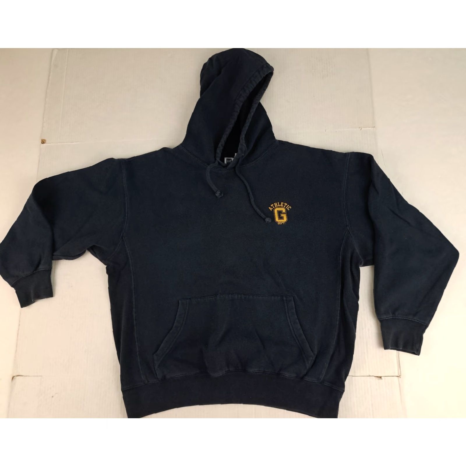 Gap VINTAGE Gap Hooded Sweatshirt Navy Athletic Reverse Weave Medium Pullover Crew Neck Long Sleeve Unisex Adults 90s Style Size US M / EU 48-50 / 2 - 2 Thumbnail