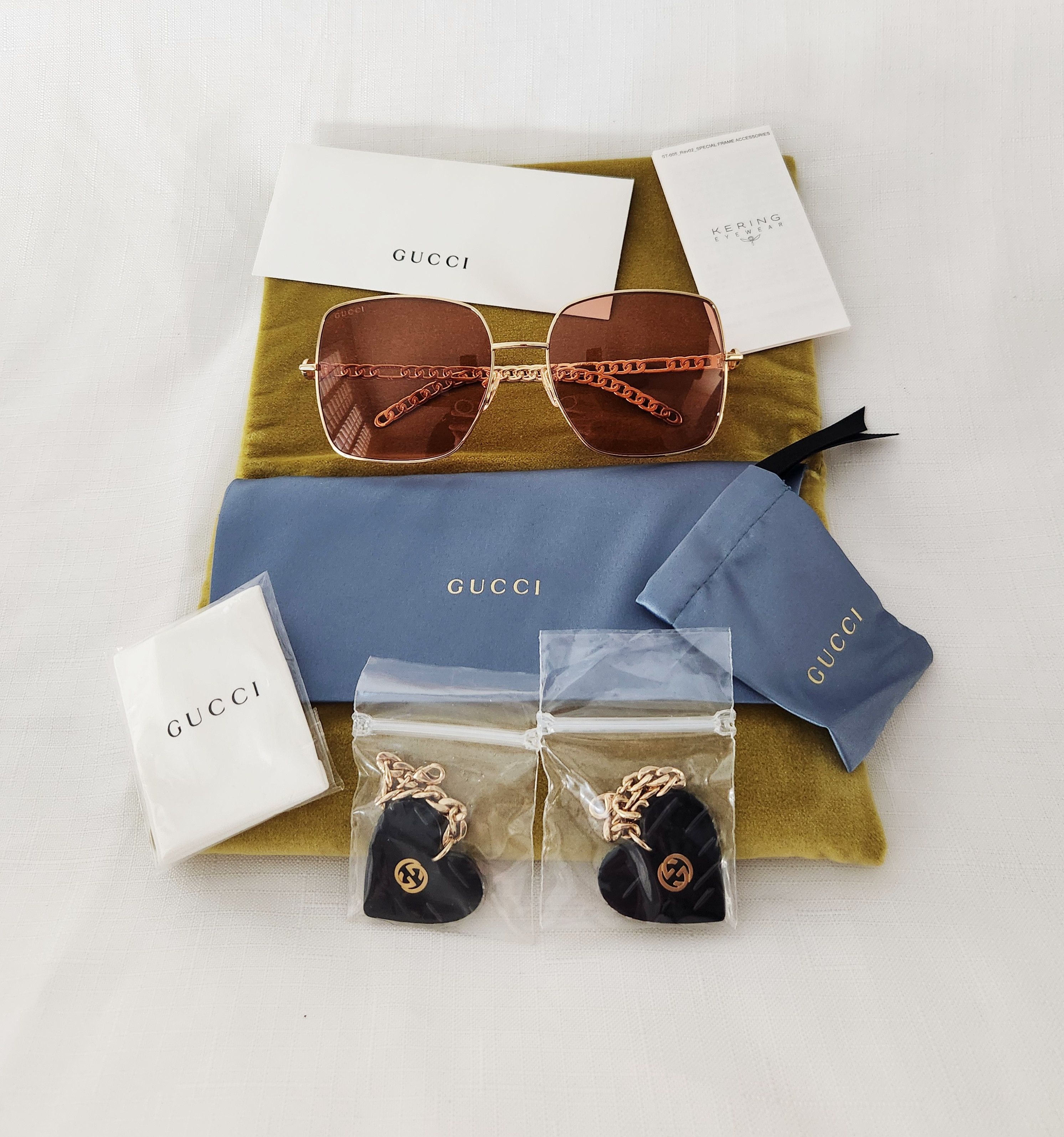 image of Gucci Gold Gg0724S 005 Heart Shaped Signature Logo Removable, Women's