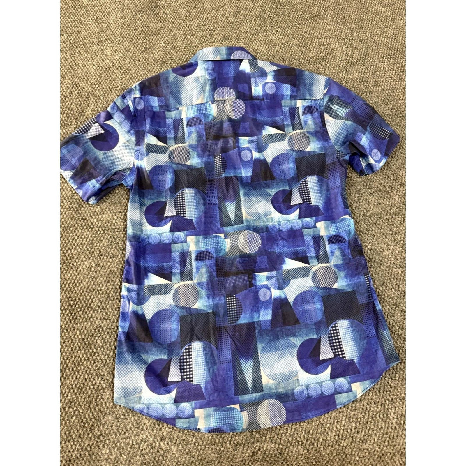 Vintage Bertigo Shirt Mens M Blue Abstract Geometric Short Sleeve Button Up Casual Size US M / EU 48-50 / 2 - 6 Thumbnail
