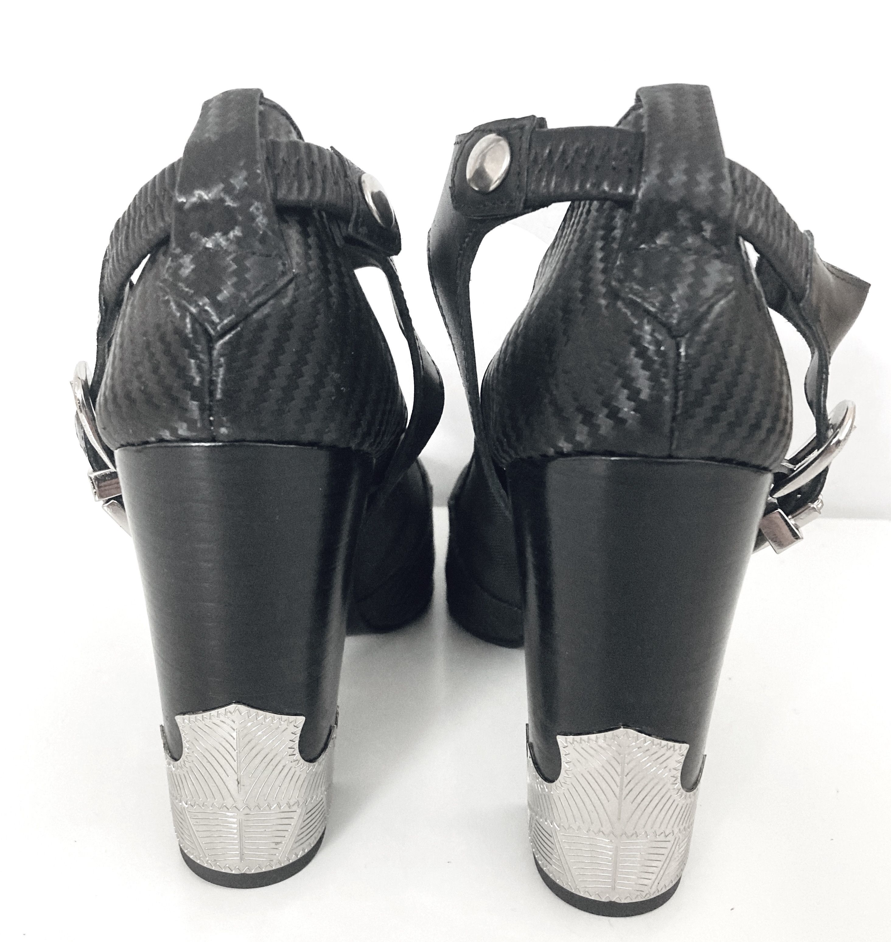 Giuseppe Zanotti Toga Pulla Western Style Silver Capped Block Heels Size US 6 / IT 36 - 4 Thumbnail