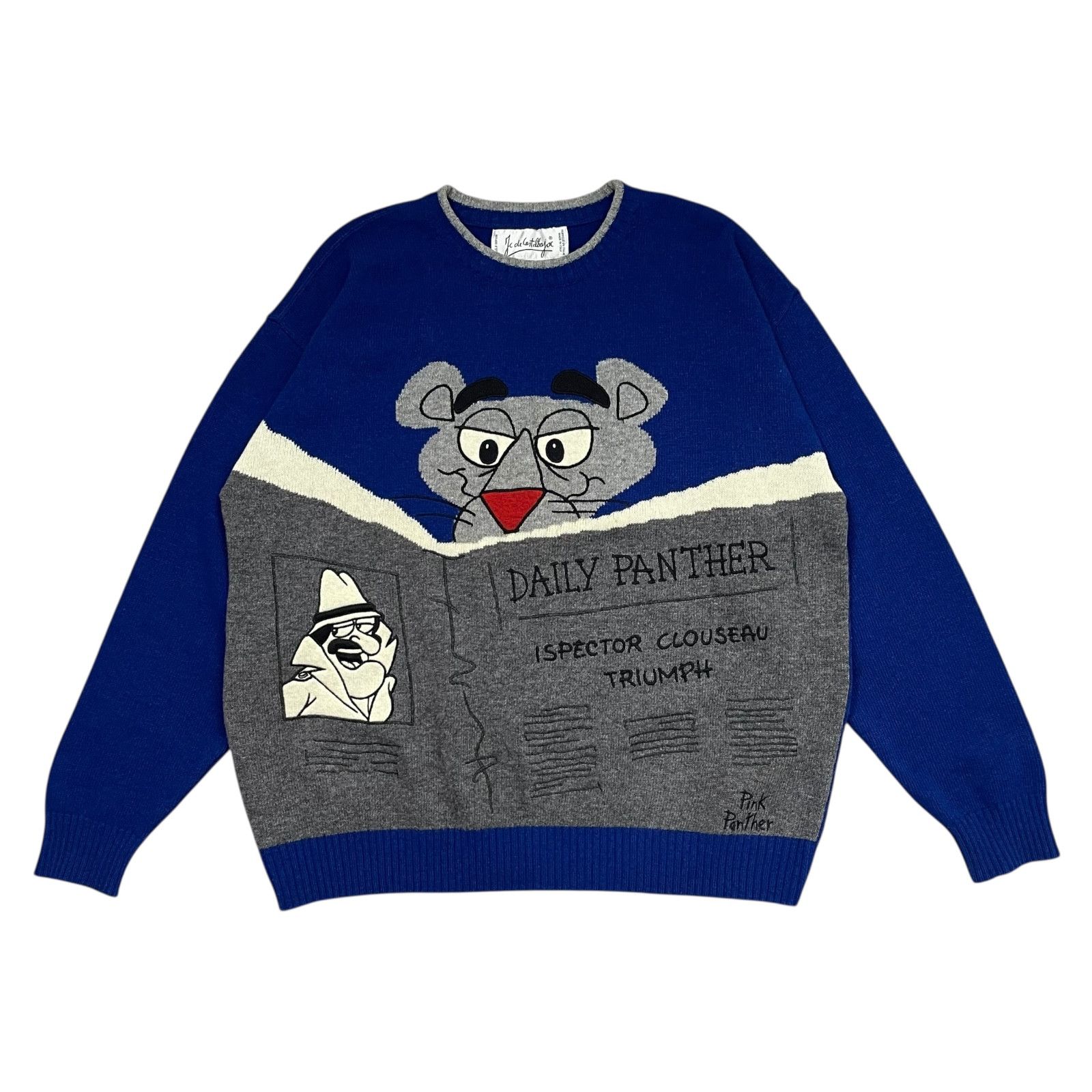 Vintage 90s JC DE CASTELBAJAC PINK PANTHER WOOL BLEND KNIT SWEATER Size US L / EU 52-54 / 3 - 1 Thumbnail